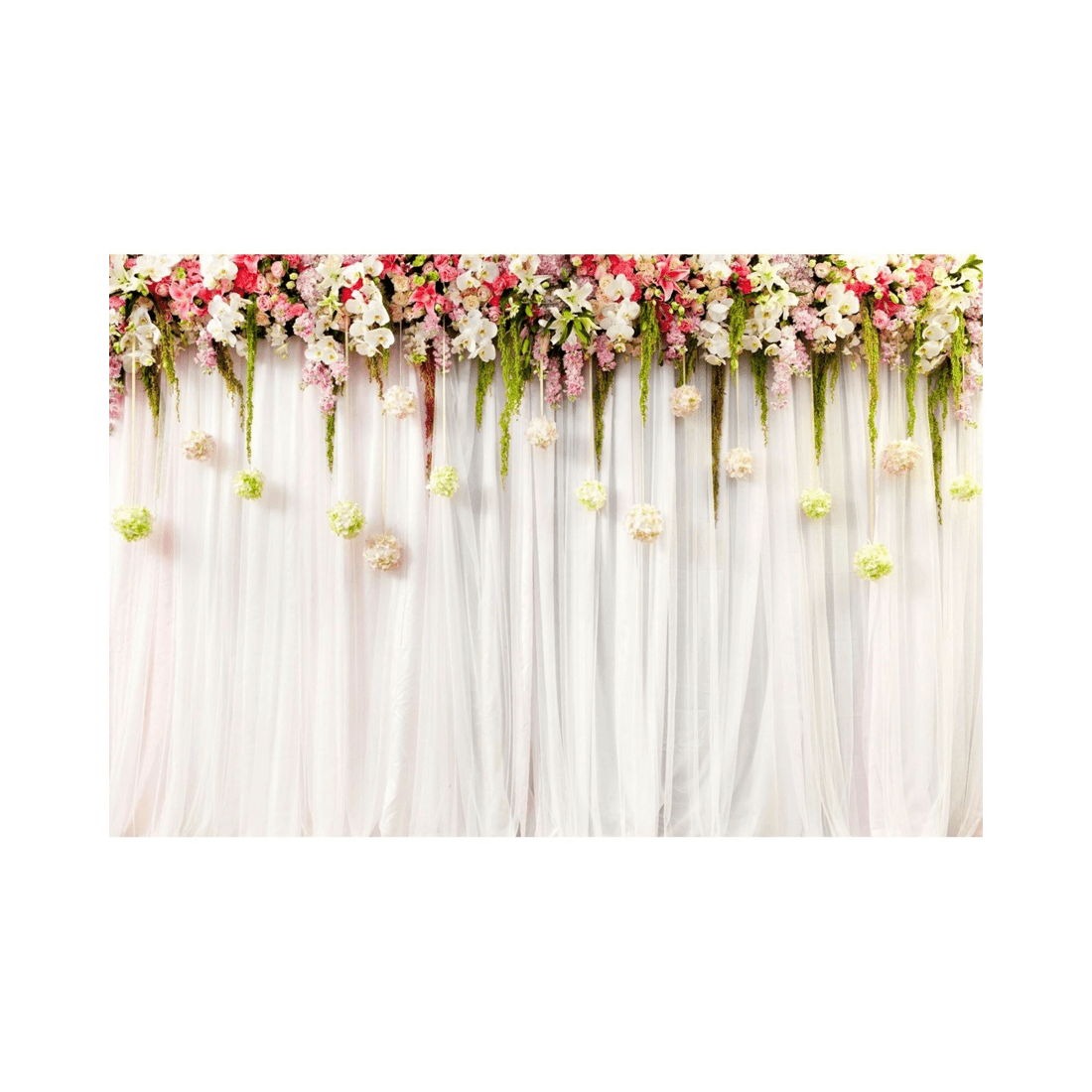 1 Alibaba Floral White Curtain Printed Fabric Backdrop, 1 of 3