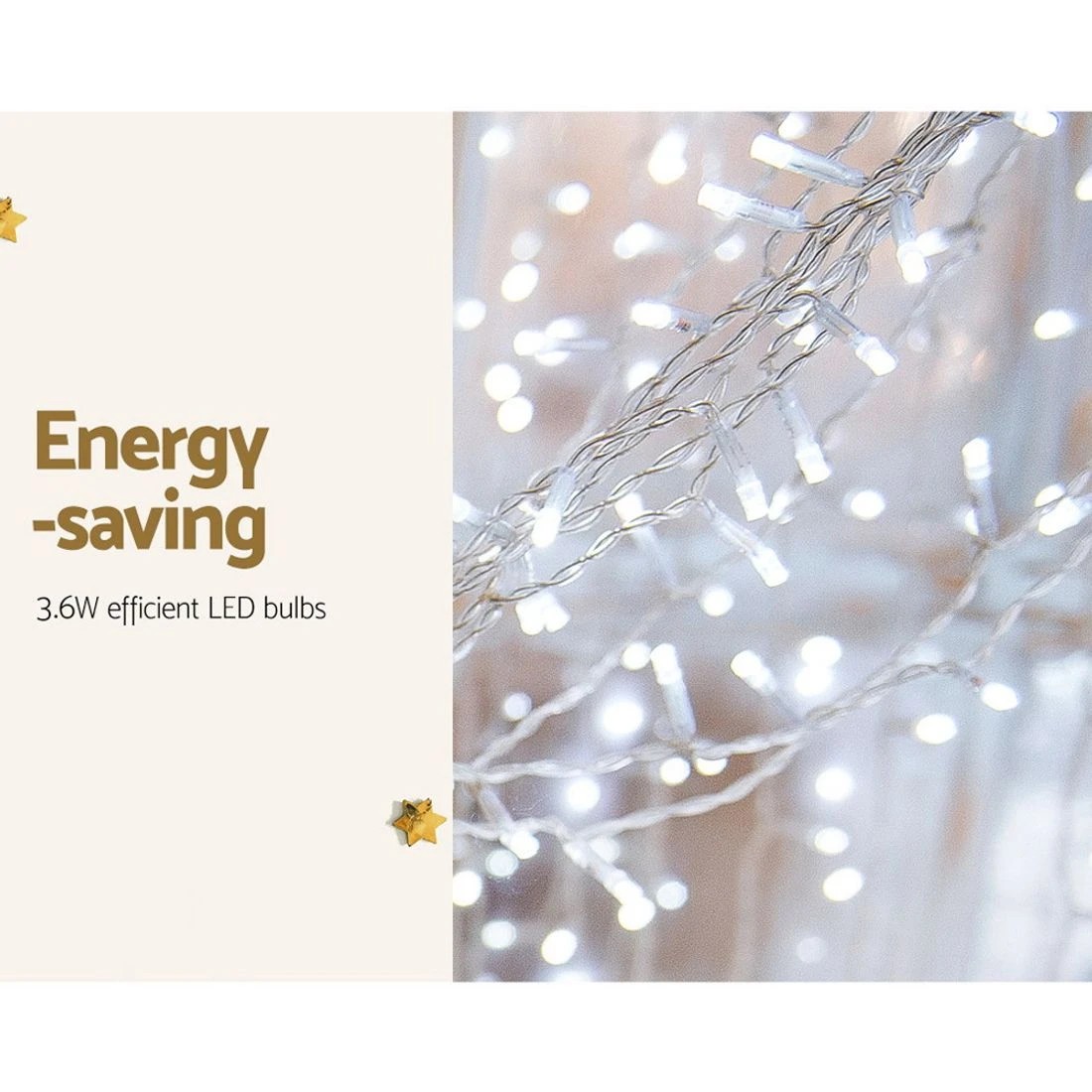 4 Jingle Jollys 6X3M Christmas Lights Curtain Light Cool  600 LED - White, 4 of 10