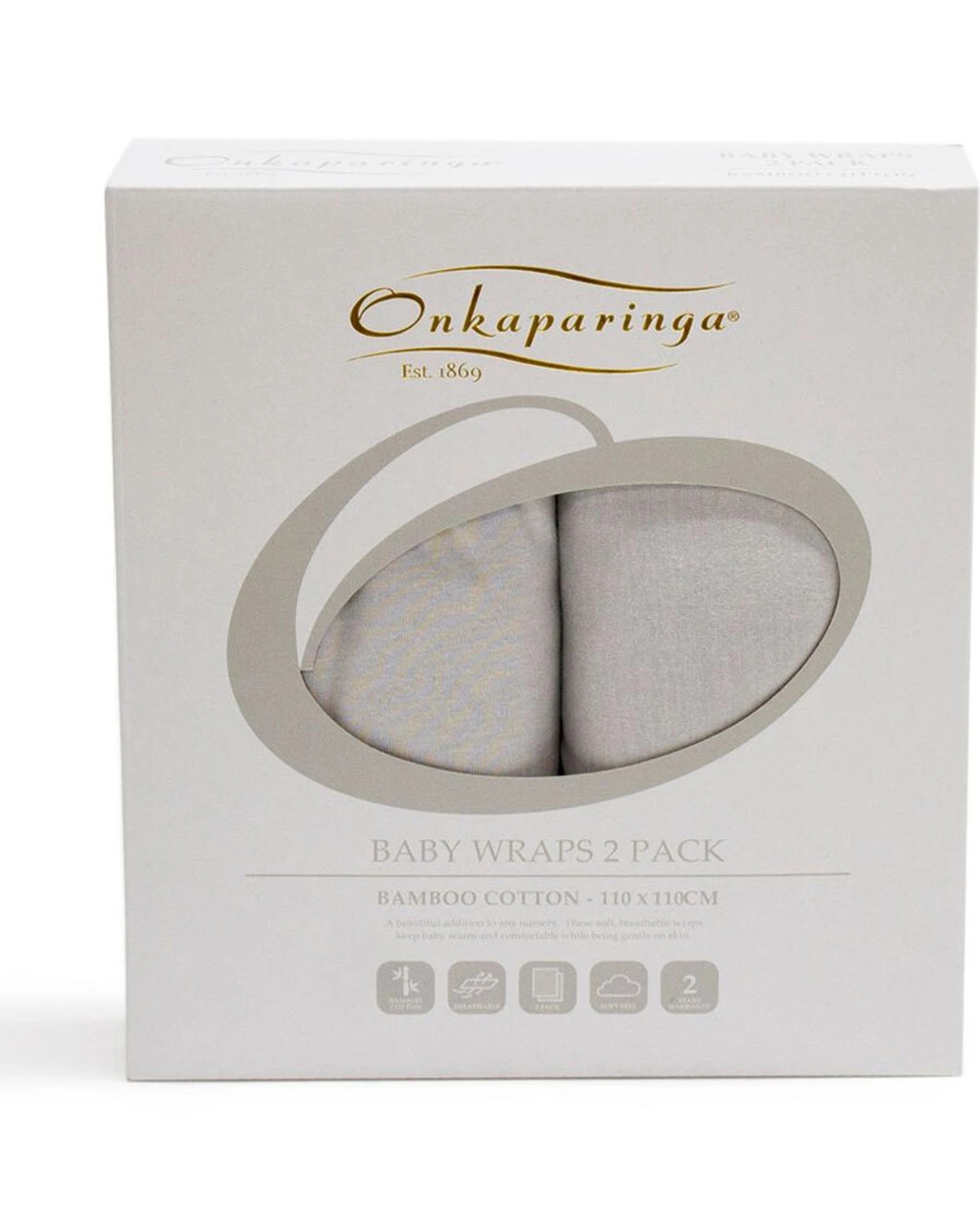 1 Onkaparinga 2PK Baby Cotton Jersey Sleeping Wraps - Silver, 1 of 1