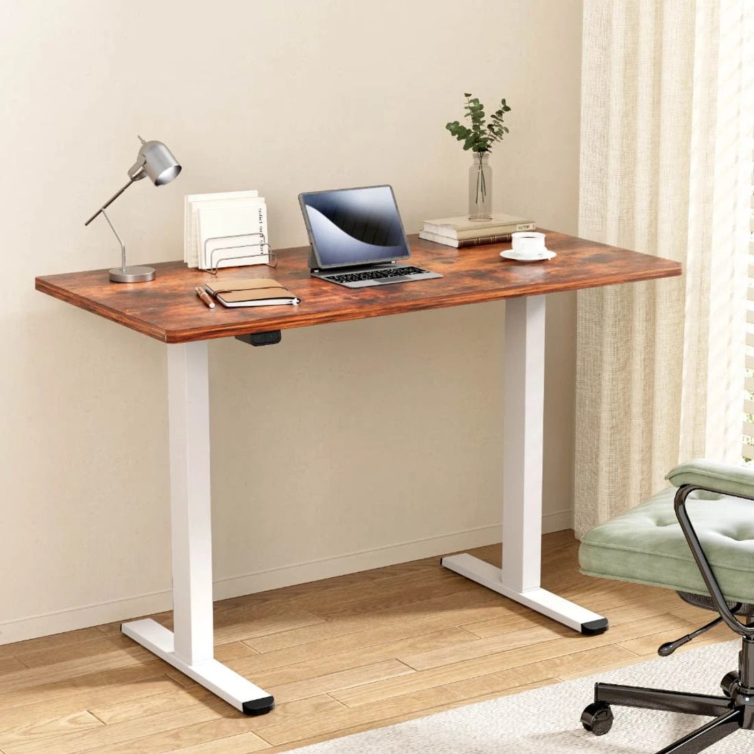 3 Artiss Standing Desk Motorised Sit Stand Desks Rustic  140CM - Brown, 3 of 7