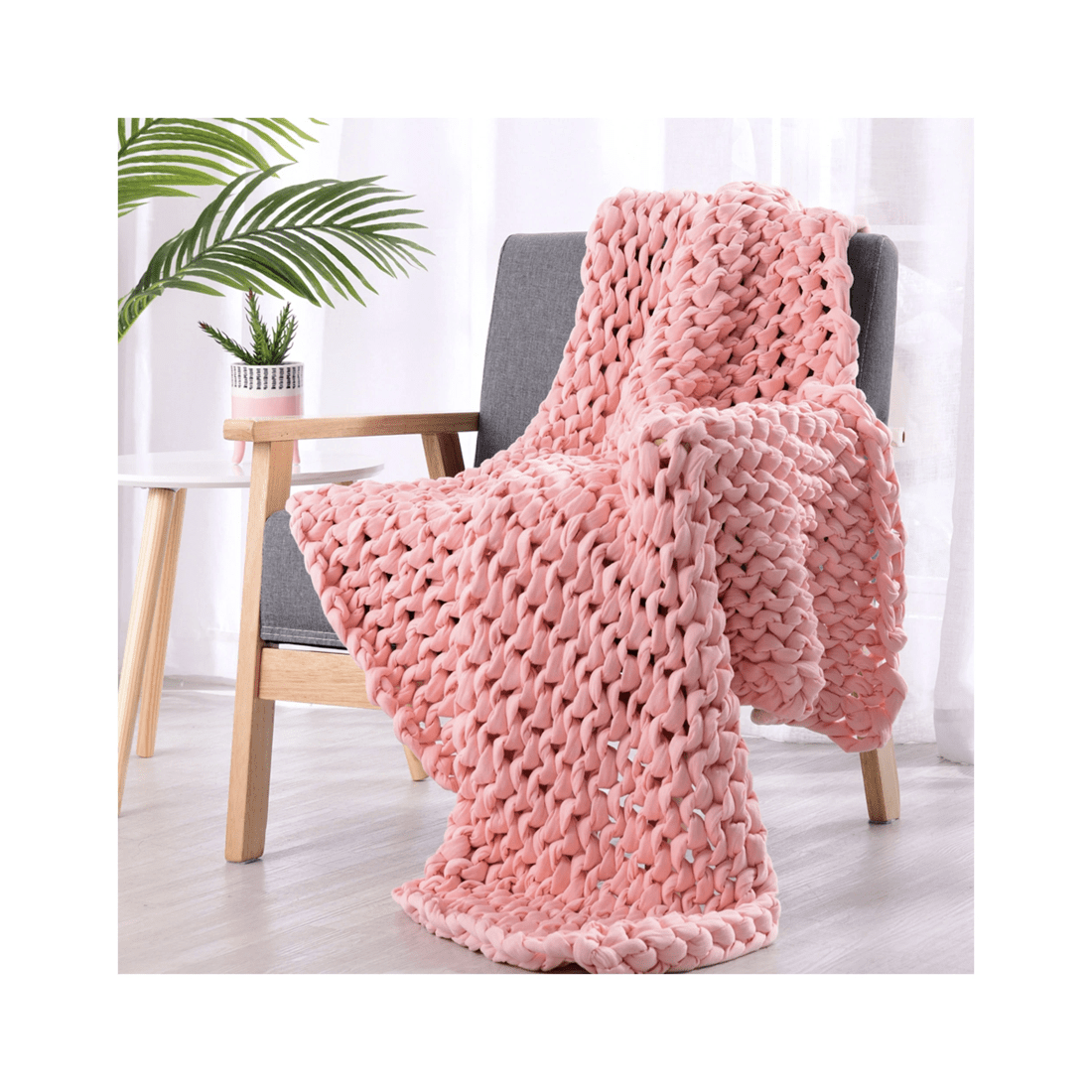 5 Onkaparinga 6kg Knitted Weighted Blanket Soft Peach Home Bedding 110x135cm
 - Pink, 5 of 5