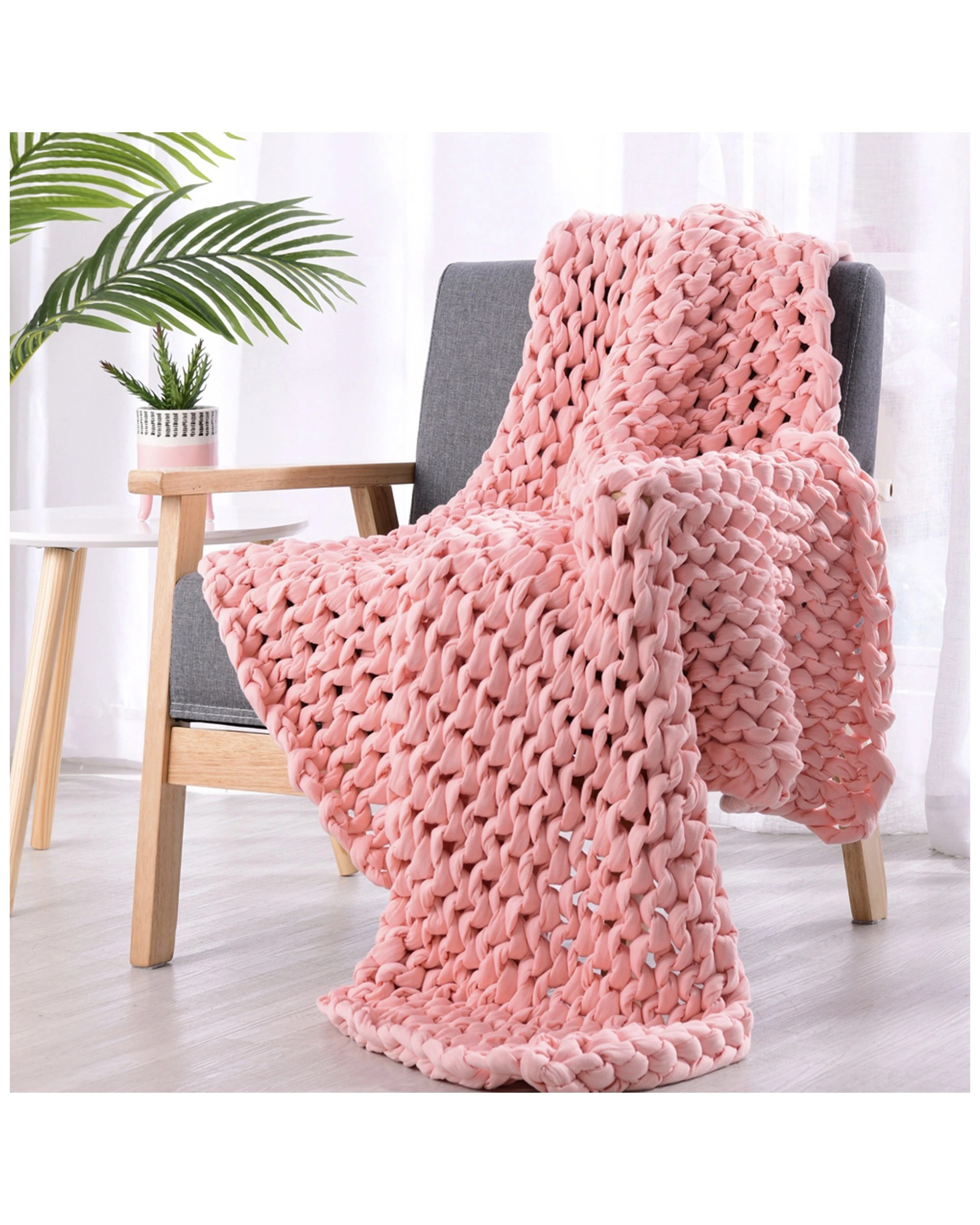 5 Onkaparinga 6kg Knitted Weighted Blanket Soft Peach Home Bedding 110x135cm
 - Pink, 5 of 5