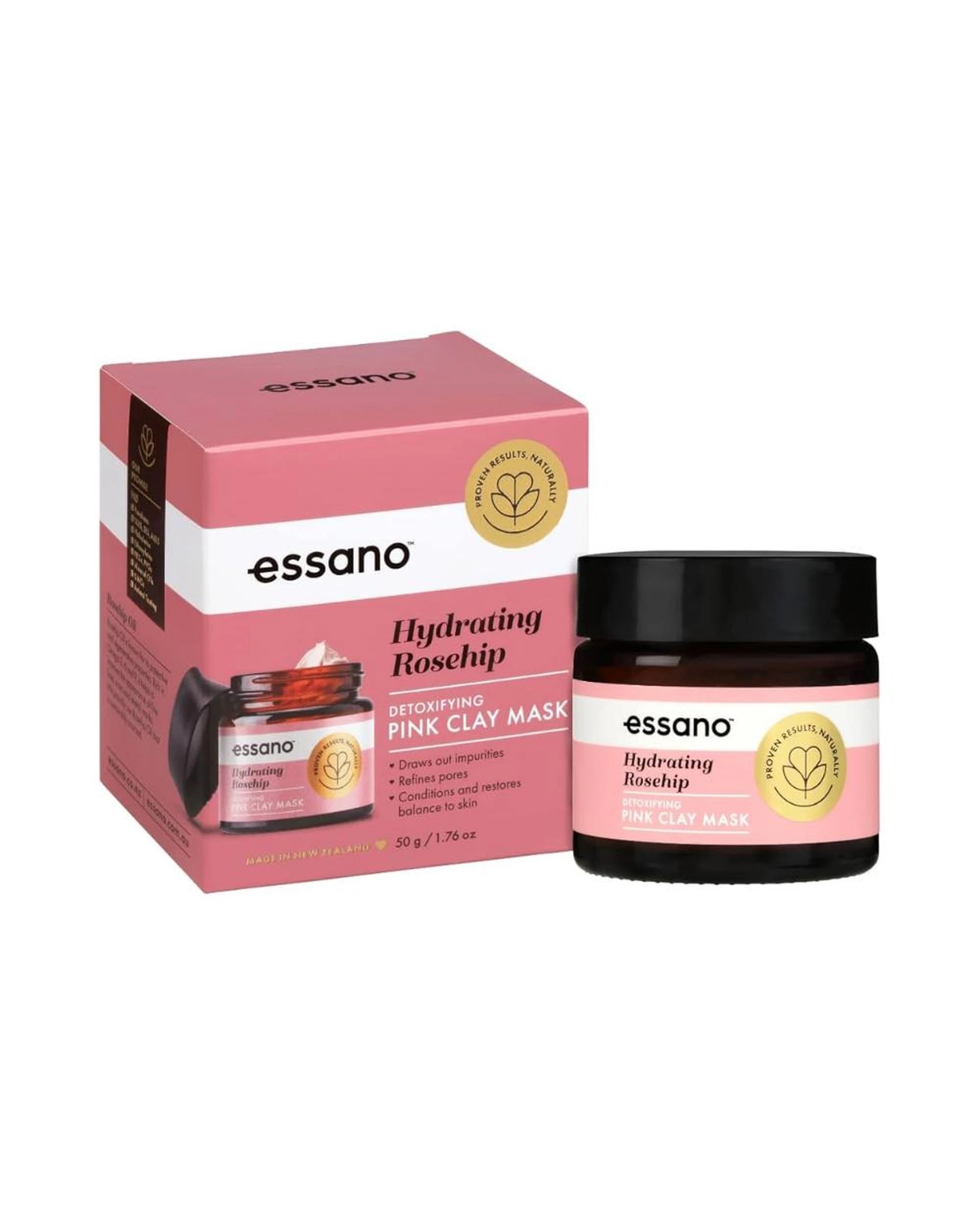 1 Essano Hydrating Rosehip Detoxifying Pink Clay Mask 50g, 1 of 2