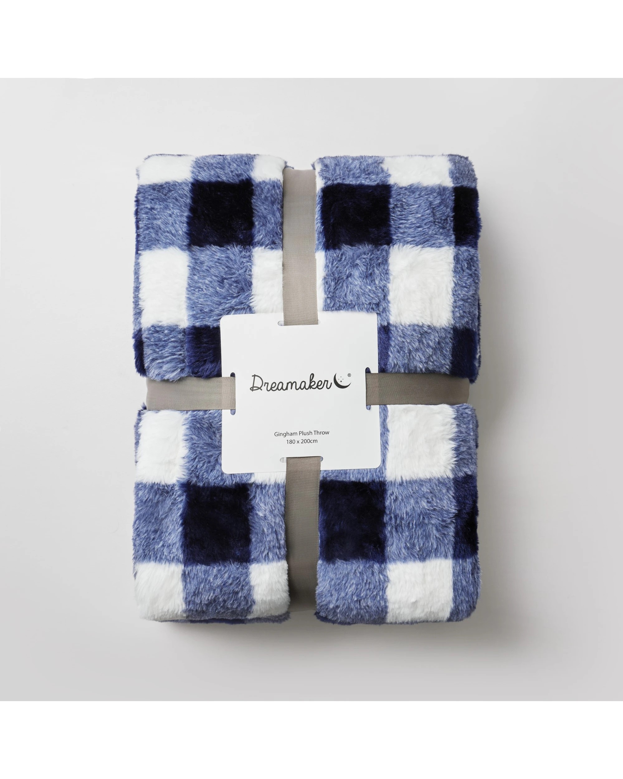 4 Dreamaker Gingham Plush Throw Blanket 180x200cm - Midnight Blue, 4 of 4