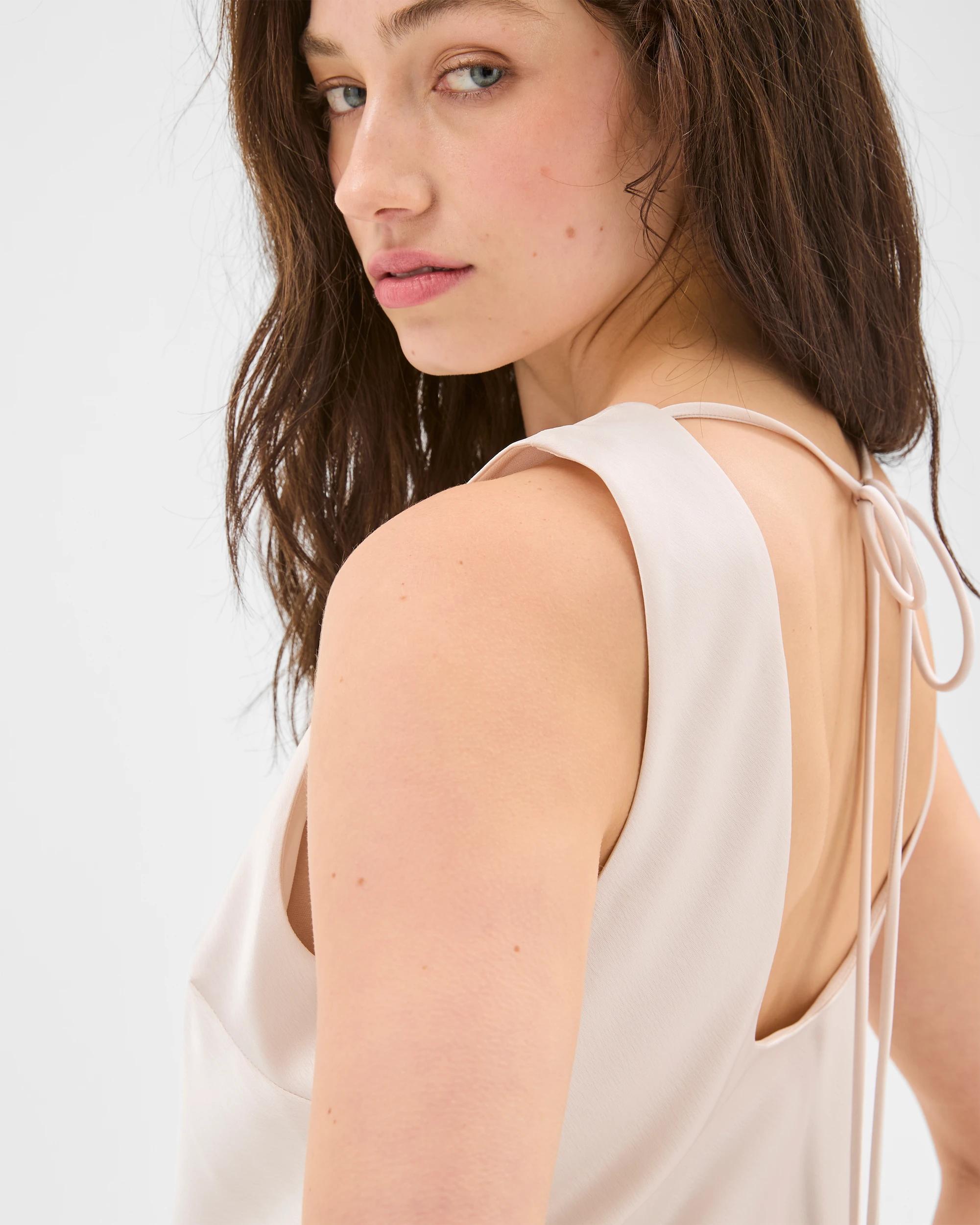 4 Lily Loves Asymmetrical Satin Tank Top PUMICE, 4 of 6