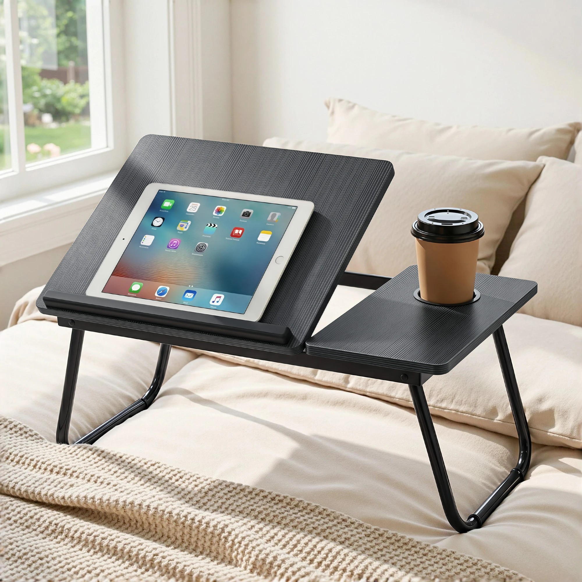 4 Artiss Laptop Desk Bed Table Foldable Portable Desktop - Black, 4 of 9