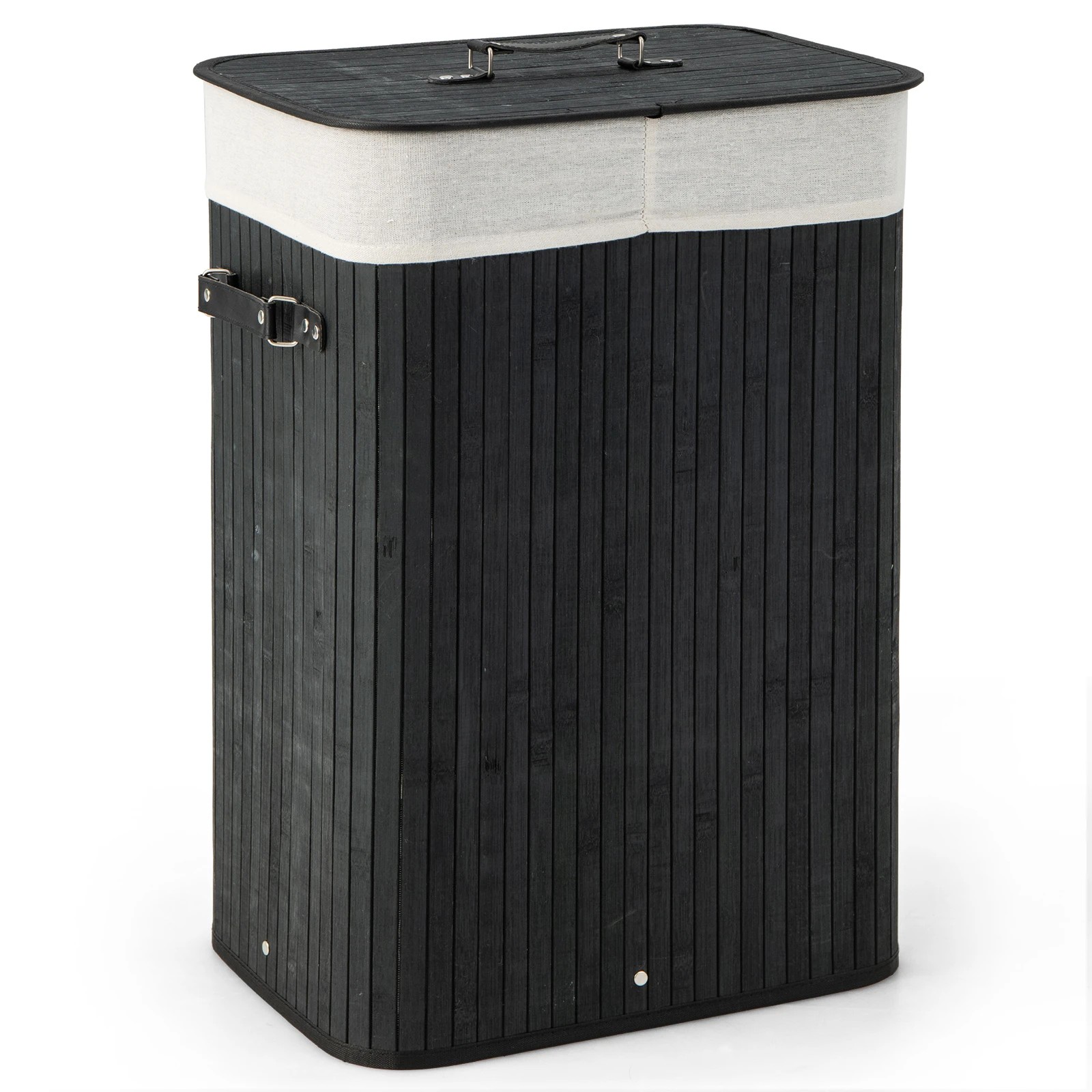 1 Costway 72L Bamboo Laundry Hamper Cloth Storage Basket Collapsible Bin Bathroom, 1 of 3