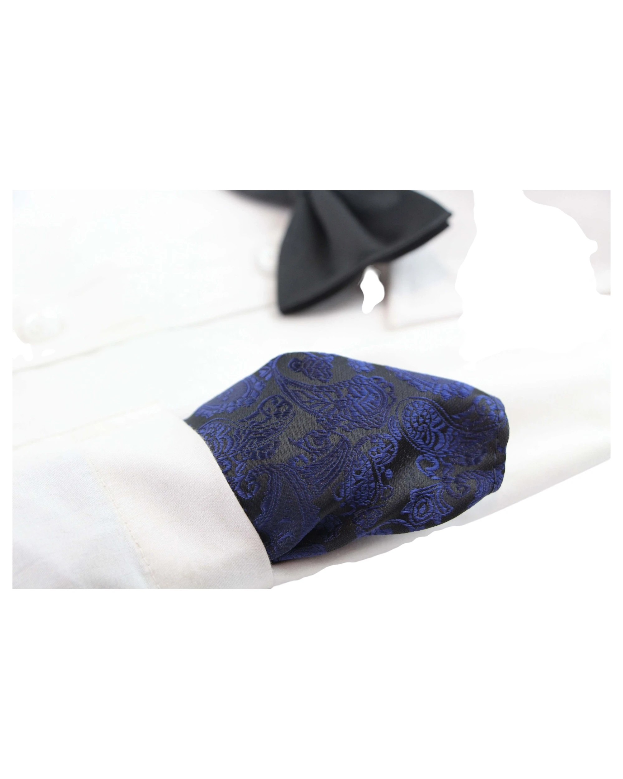 3 Zasel Mens Black & Dark Purple Paisley Silk Pocket Square - Multi, 3 of 3