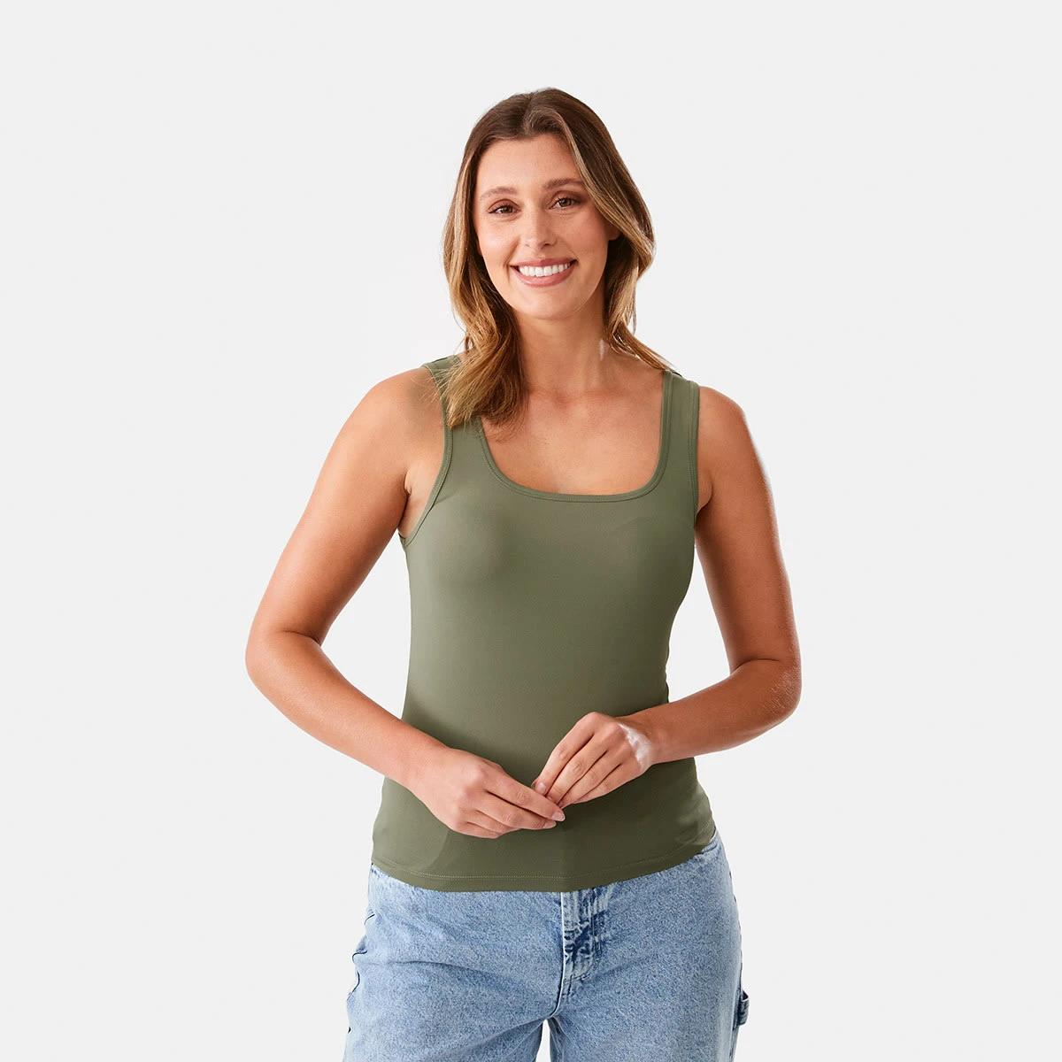 2 Sleeveless Luxe Tank Pale Khaki, 2 of 7
