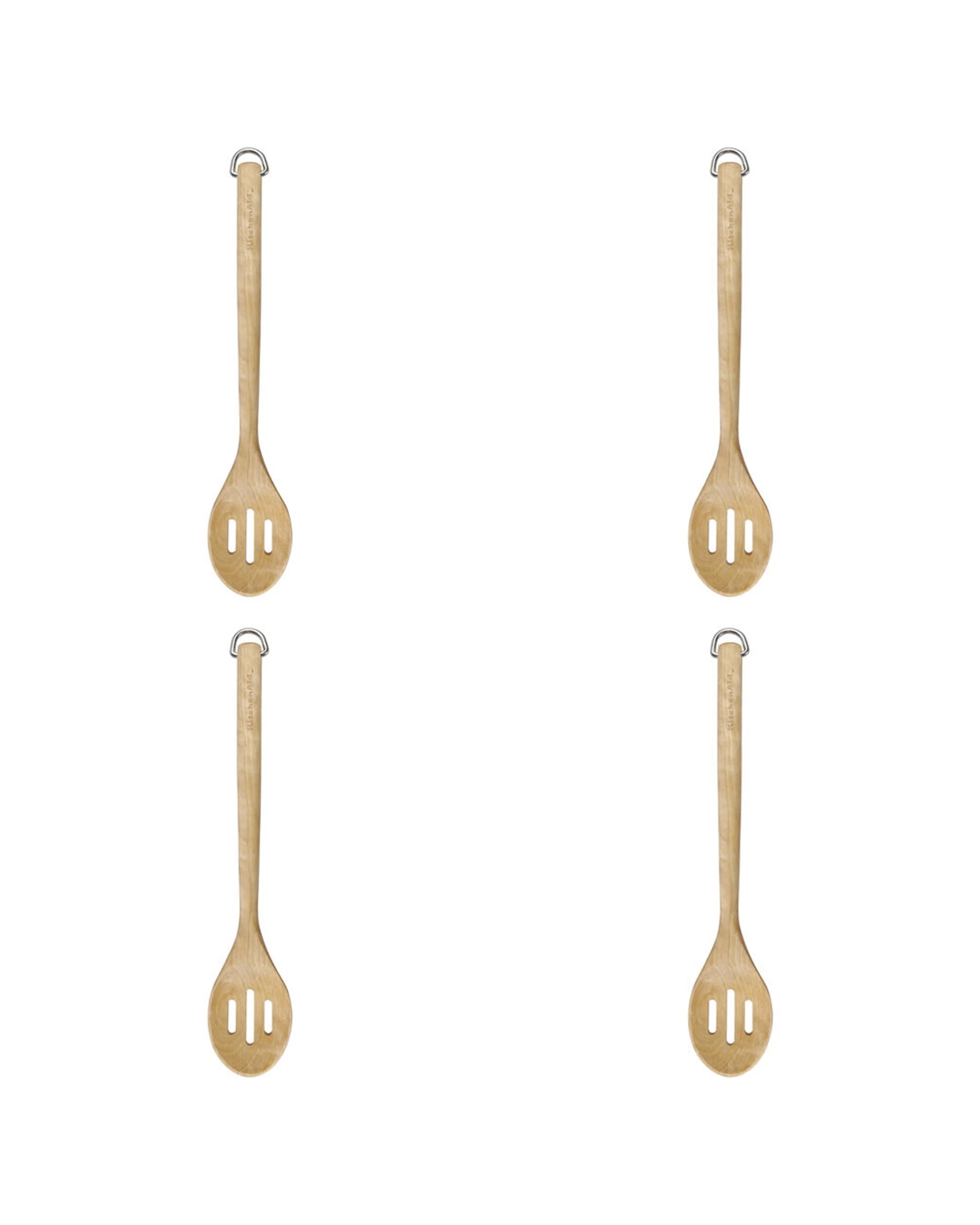 1 KitchenAid 4PK Birchwood Slotted Spoon Finish Wooden Cooking Utens - Beige, 1 of 6