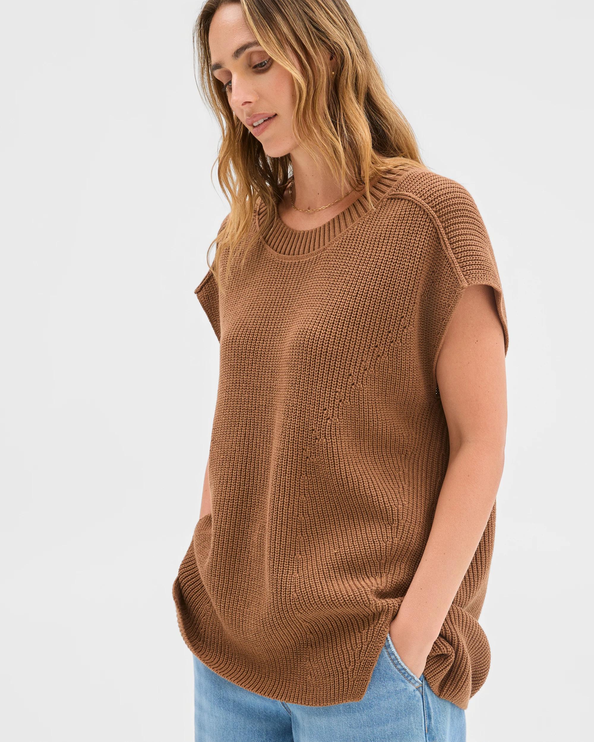 2 Target Woman Australian Cotton Blend Split Hem Vest PARTRIDGE, 2 of 5