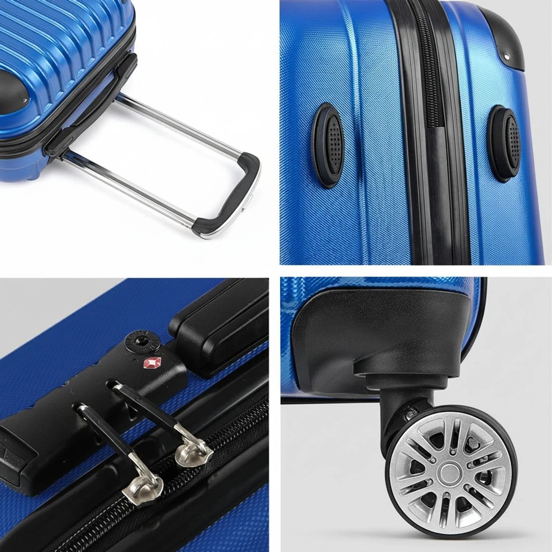 6 Wanderlite 28" 75cm Luggage Trolley Travel Suitcase Set Carry On Hard Case TSA Lock - Blue, 6 of 7