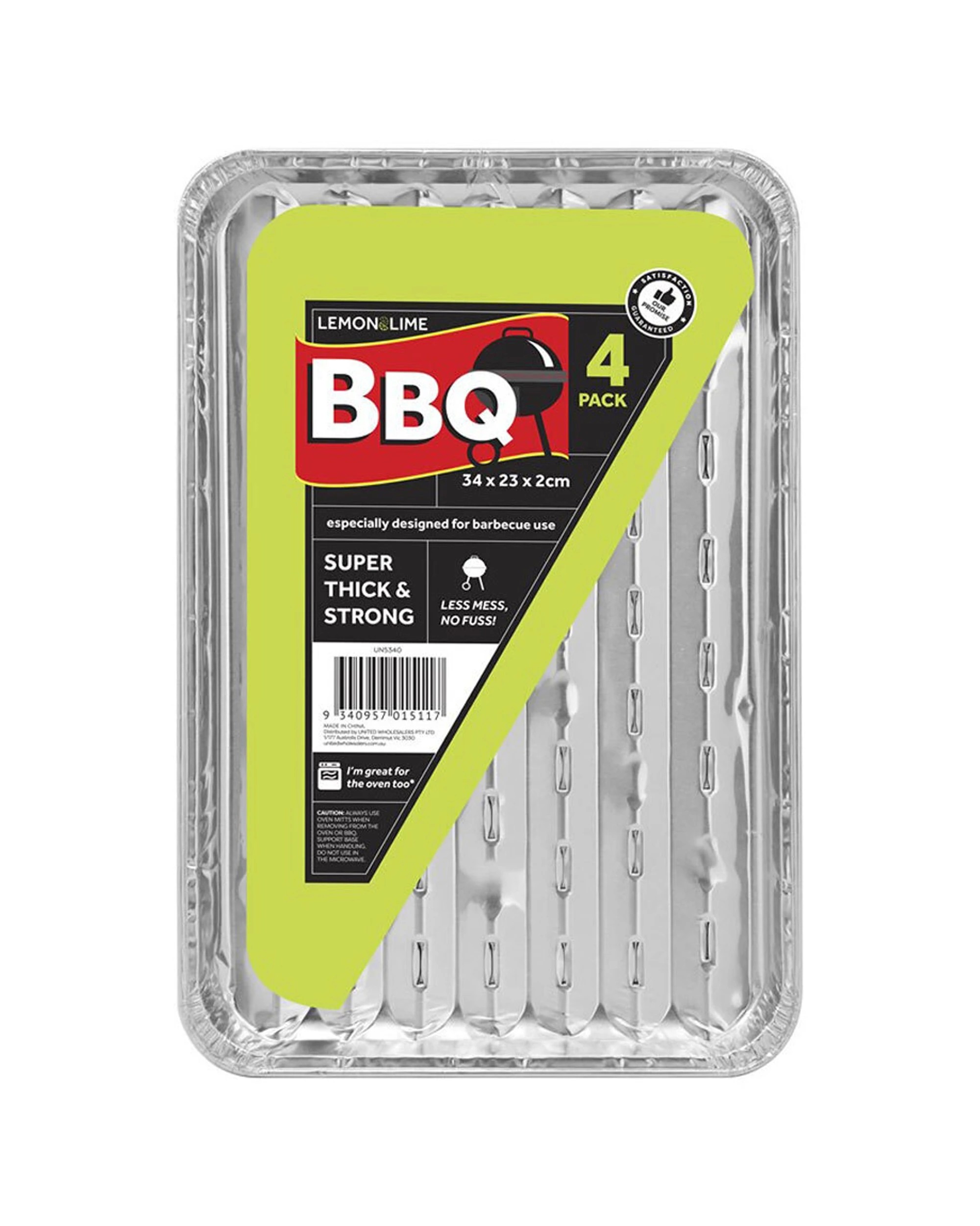 2 4pc Lemon & Lime 34cm Heavy Duty Oven/bbq/bake Food Disposable Foil Grill Tray
 - Silver, 2 of 3