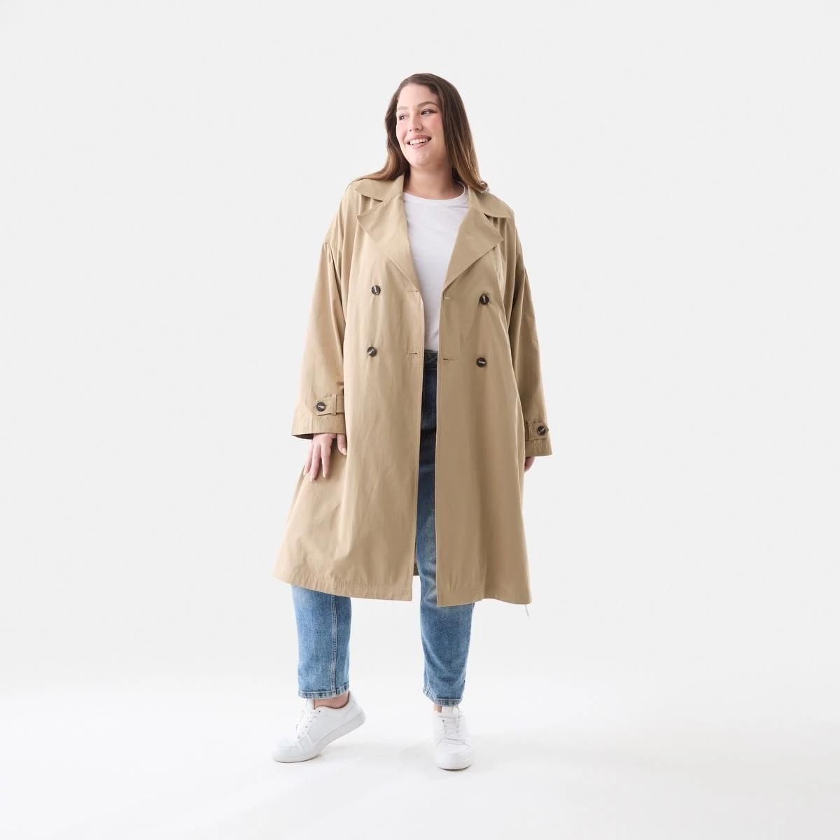 1 Curve Longline Trench Coat Sandstone, 1 of 6