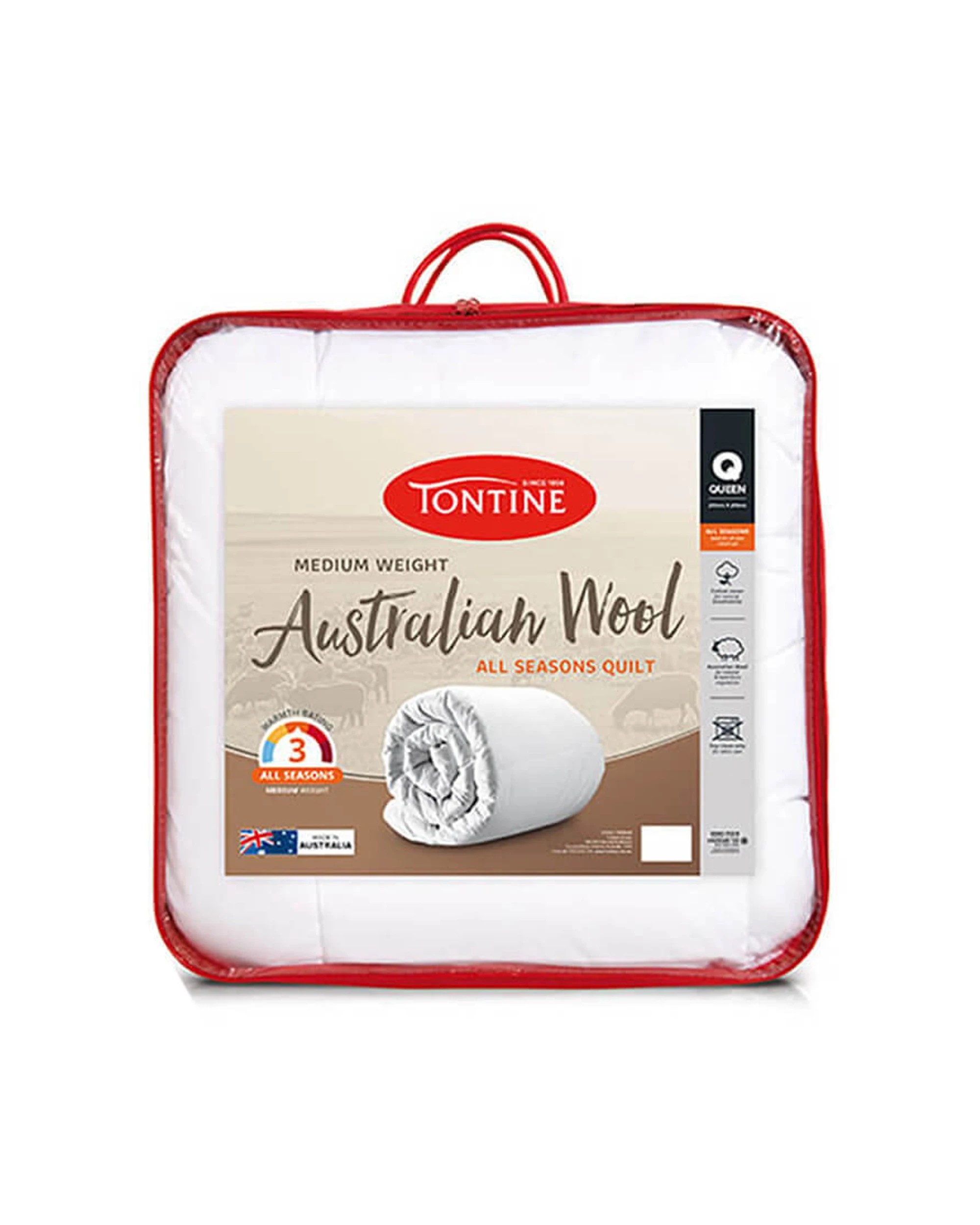 1 Tontine Australian Wool Quilt All Seasons - Single Bed - White, 1 of 4