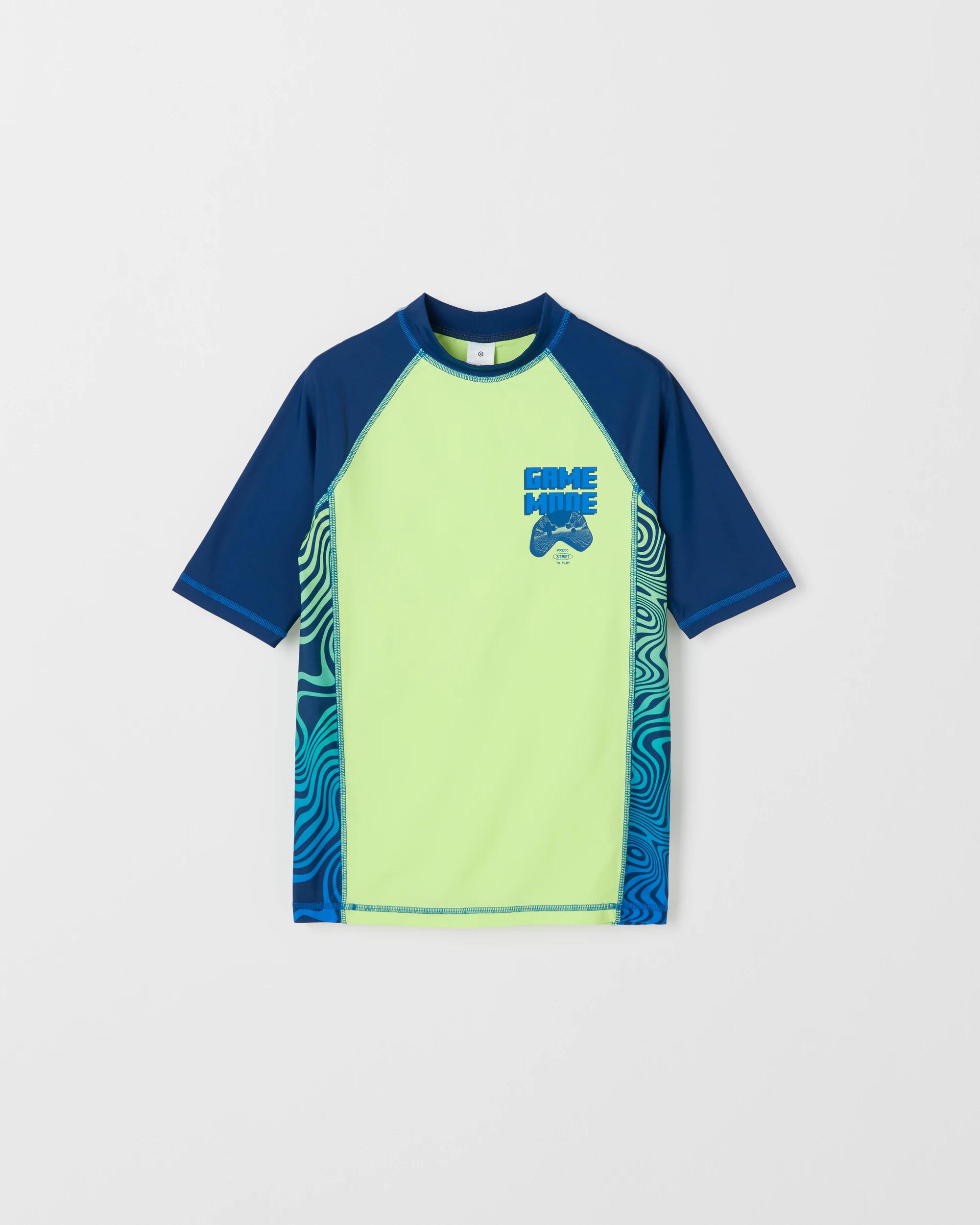 1 Target Kids Short Sleeve Splice Swim Rashie BLUE, 1 of 2