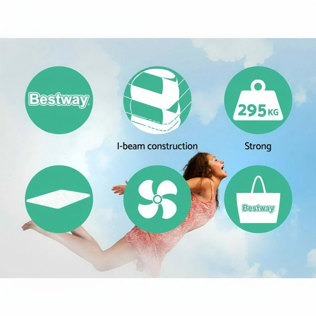 4 Bestway Air Mattress Queen Inflatable Bed 56cm Airbed 56cm - Queen Bed - Blue, 4 of 6