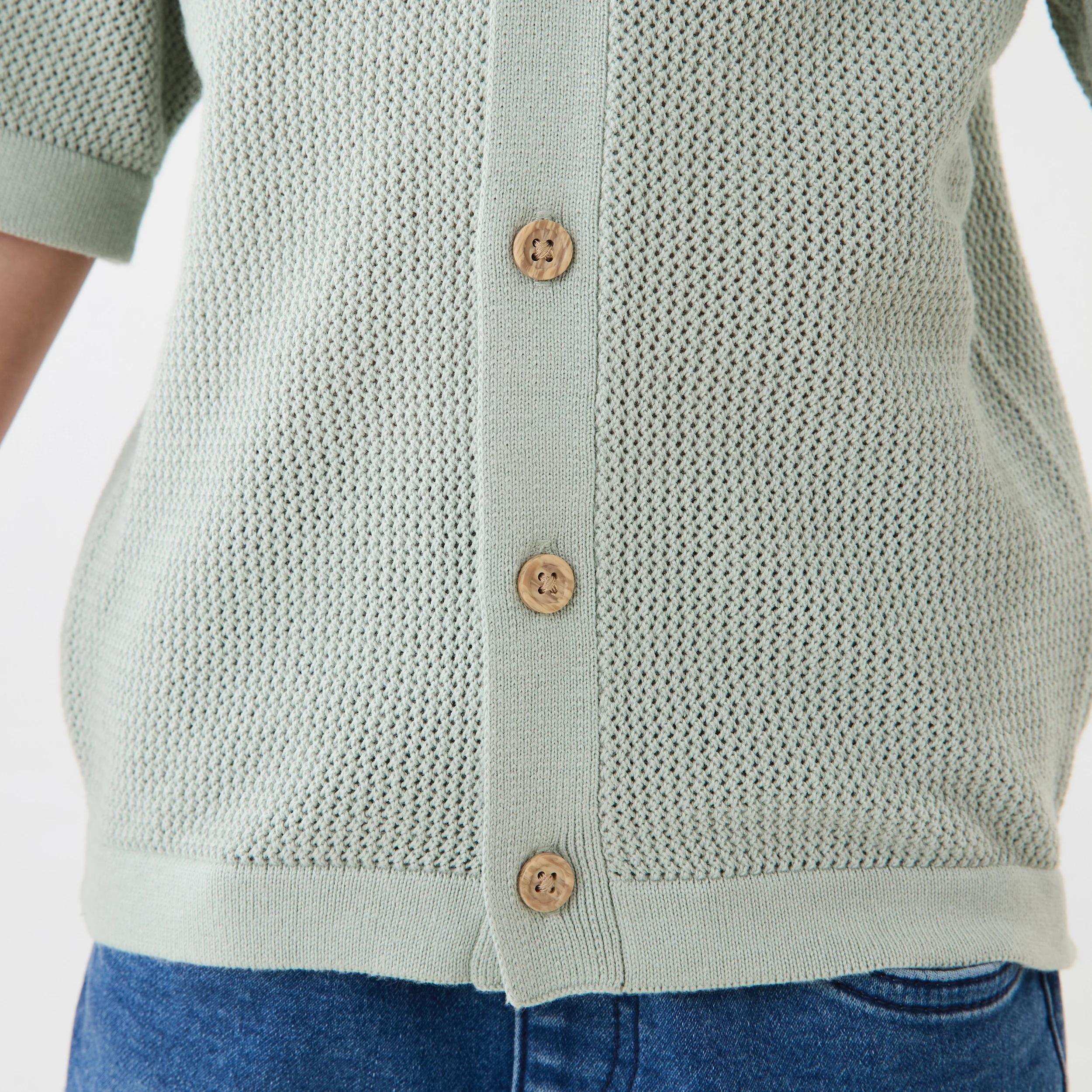 6 Short Sleeve Knit Shirt Aqua Grey, 6 of 8