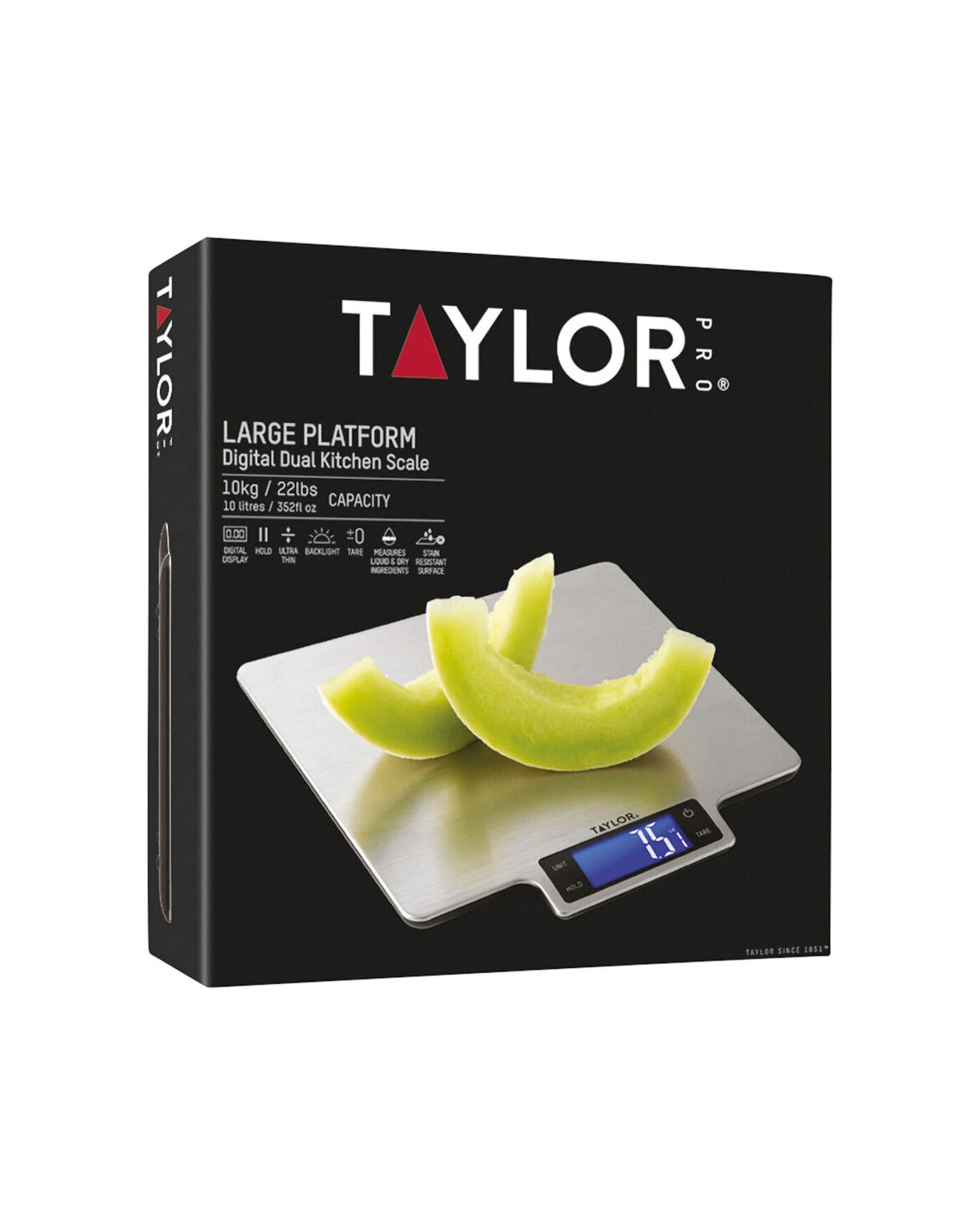 2 Taylor Stainless Steel Digital Kitchen Scale Large Platform 10kg - Silver, 2 of 7