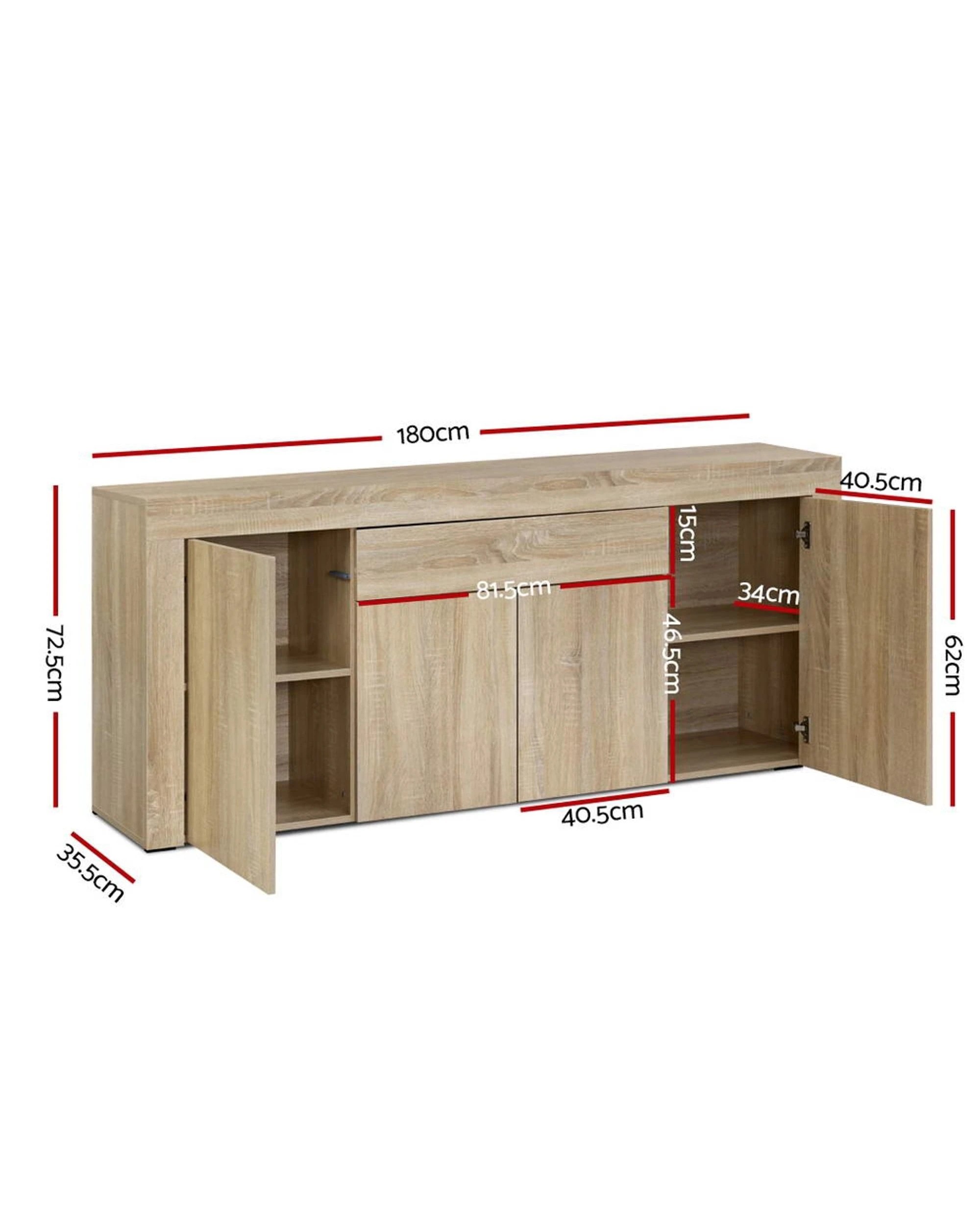 2 Artiss Dana Buffet Sideboard Cabinet Push Open Storage Modern Smooth Display Unit Dining Living Stylish - brown, 2 of 8