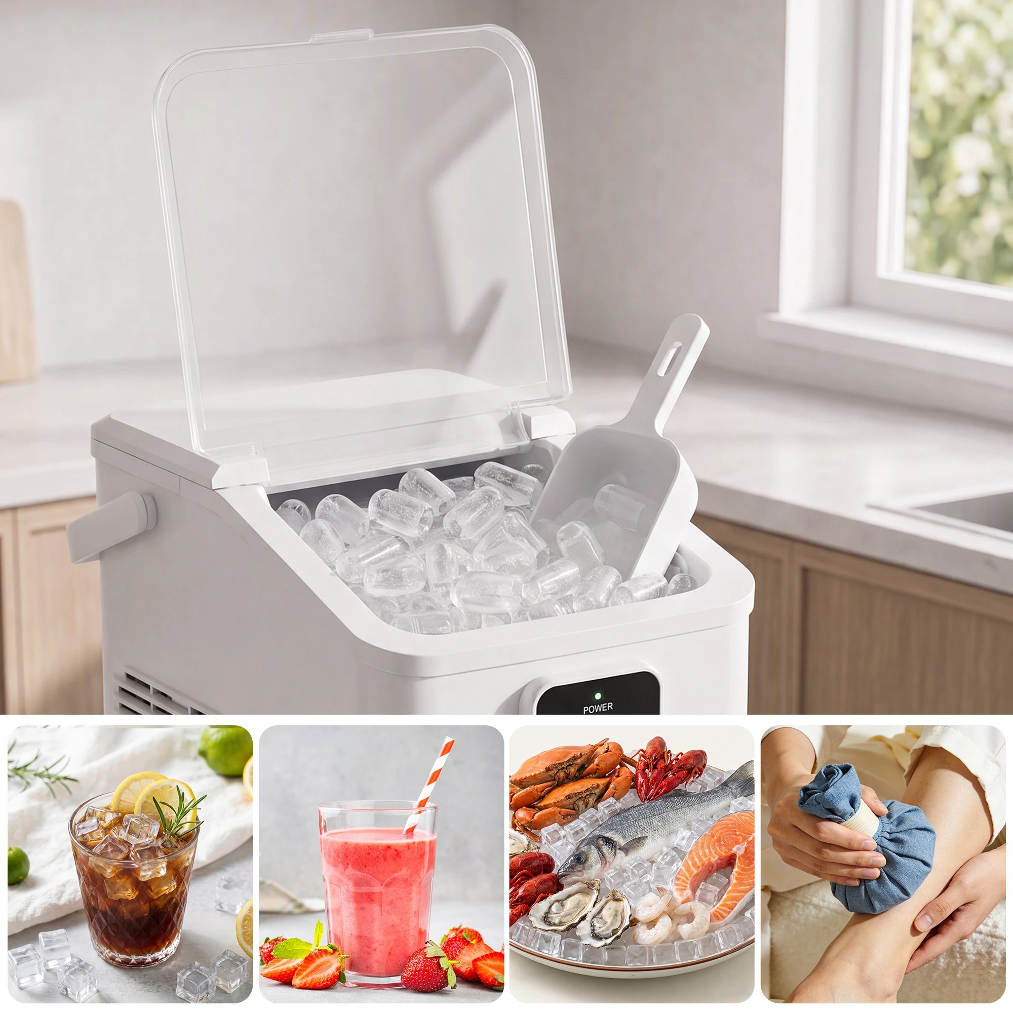 6 Devanti Ice Maker Machine 1112kg/24hr-White, 6 of 10