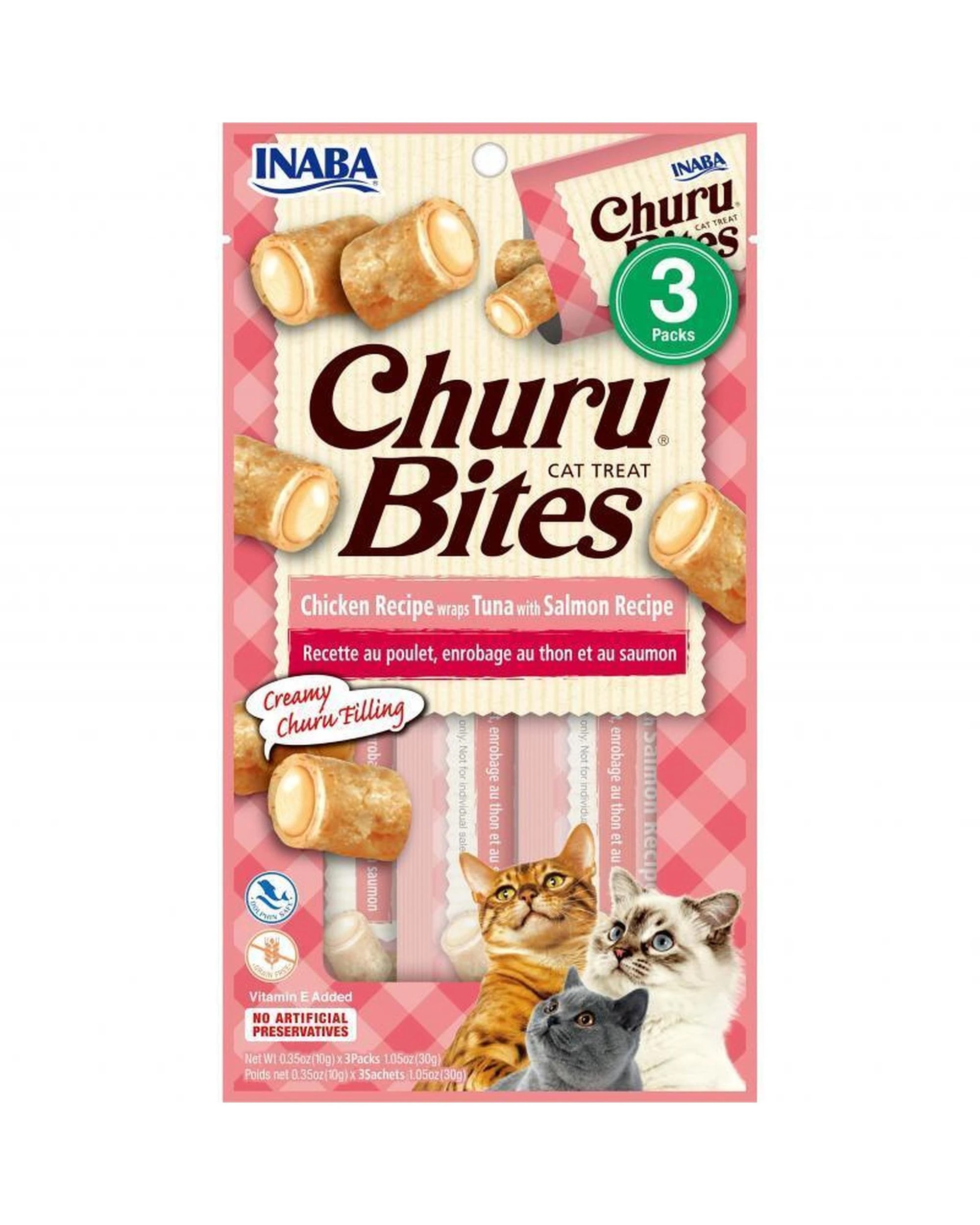 1 Inaba Cat Churu Bites Chicken Wrap Tuna & Salmon 30g 6pk, 1 of 2