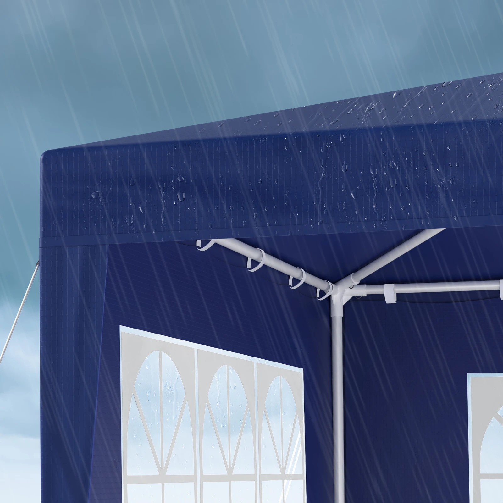 4 Alfordson Gazebo 3x9m Outdoor Wedding Marquee Camping Canopy Portable - Blue, 4 of 7