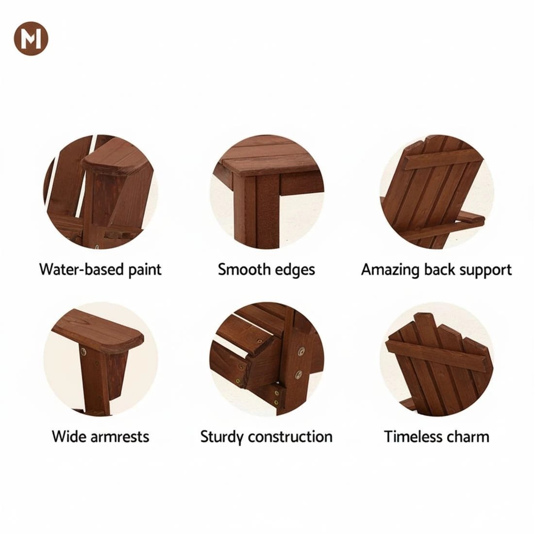 4 Gardeon Adirondack Outdoor Chairs - Brown, 4 of 6