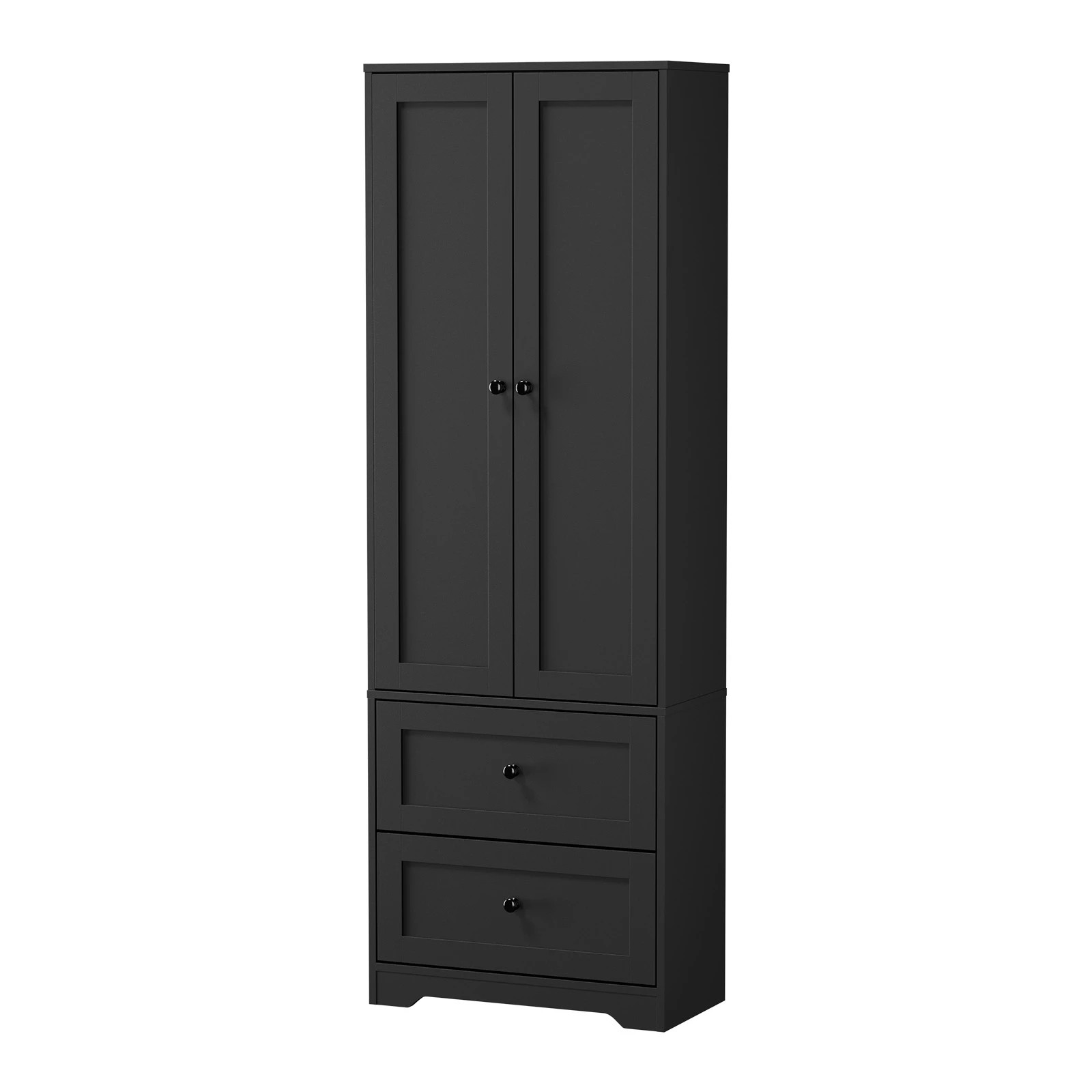 1 Oikiture 2 Door Cupboard Storage Cabinet Kitchen Buffet Sideboard - Black, 1 of 8