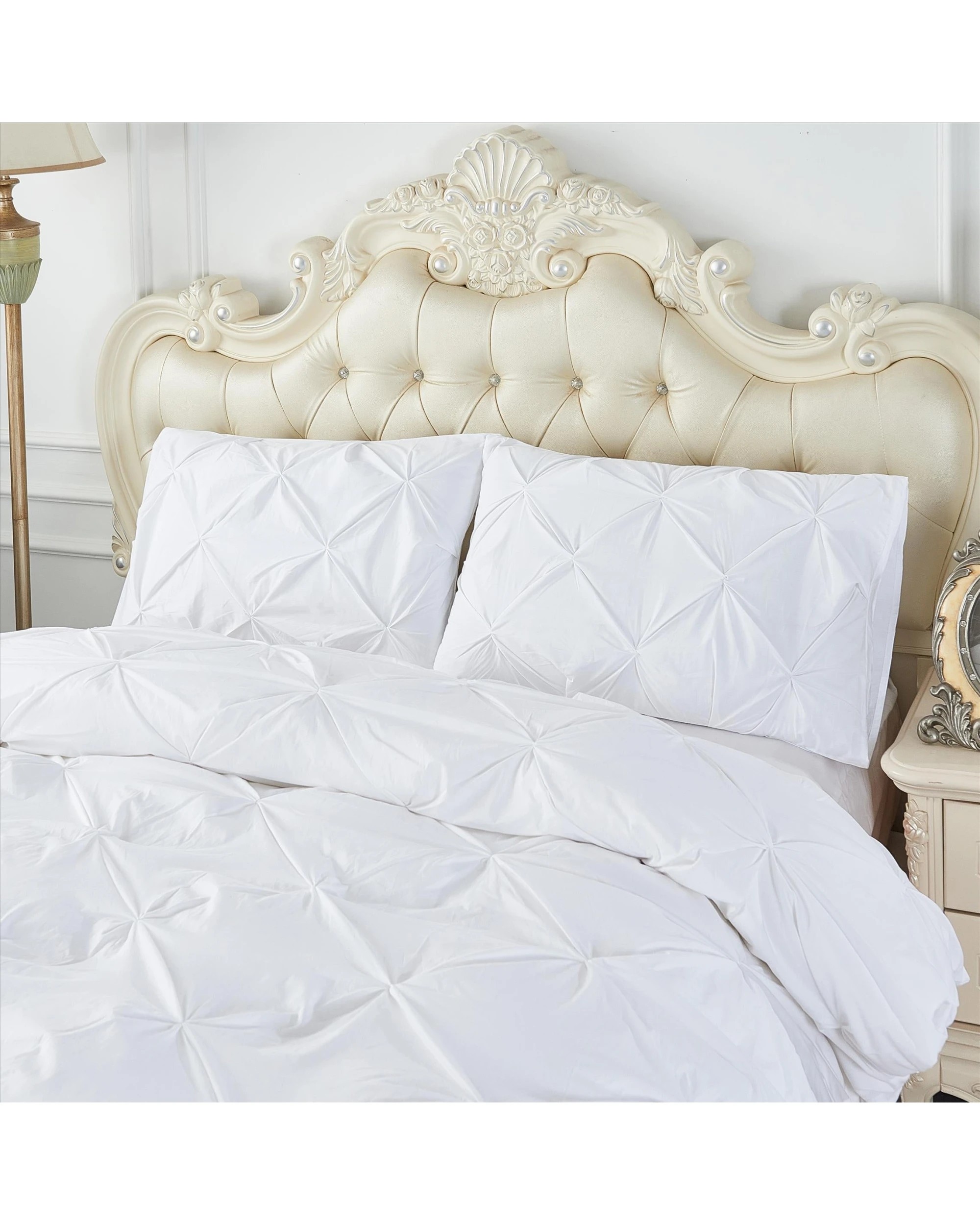 5 Cotton More Cotton Diamond Pinch Pleated Pintuck Doona Quilt Cover King - White, 5 of 7