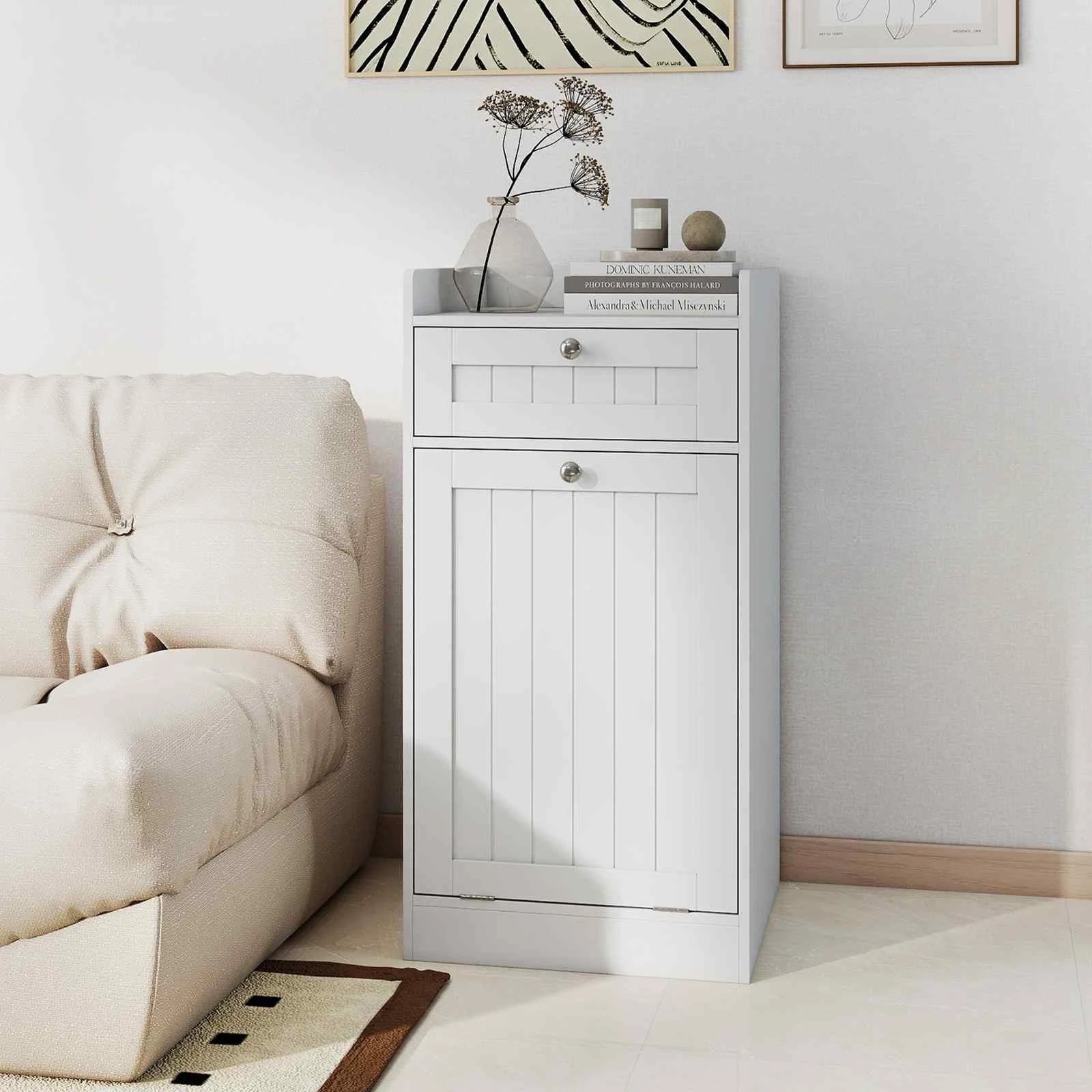 3 Costway Bathroom Storage Cabinet w/Tilt-Out Laundry Hamper Toilet Organizer, 3 of 6