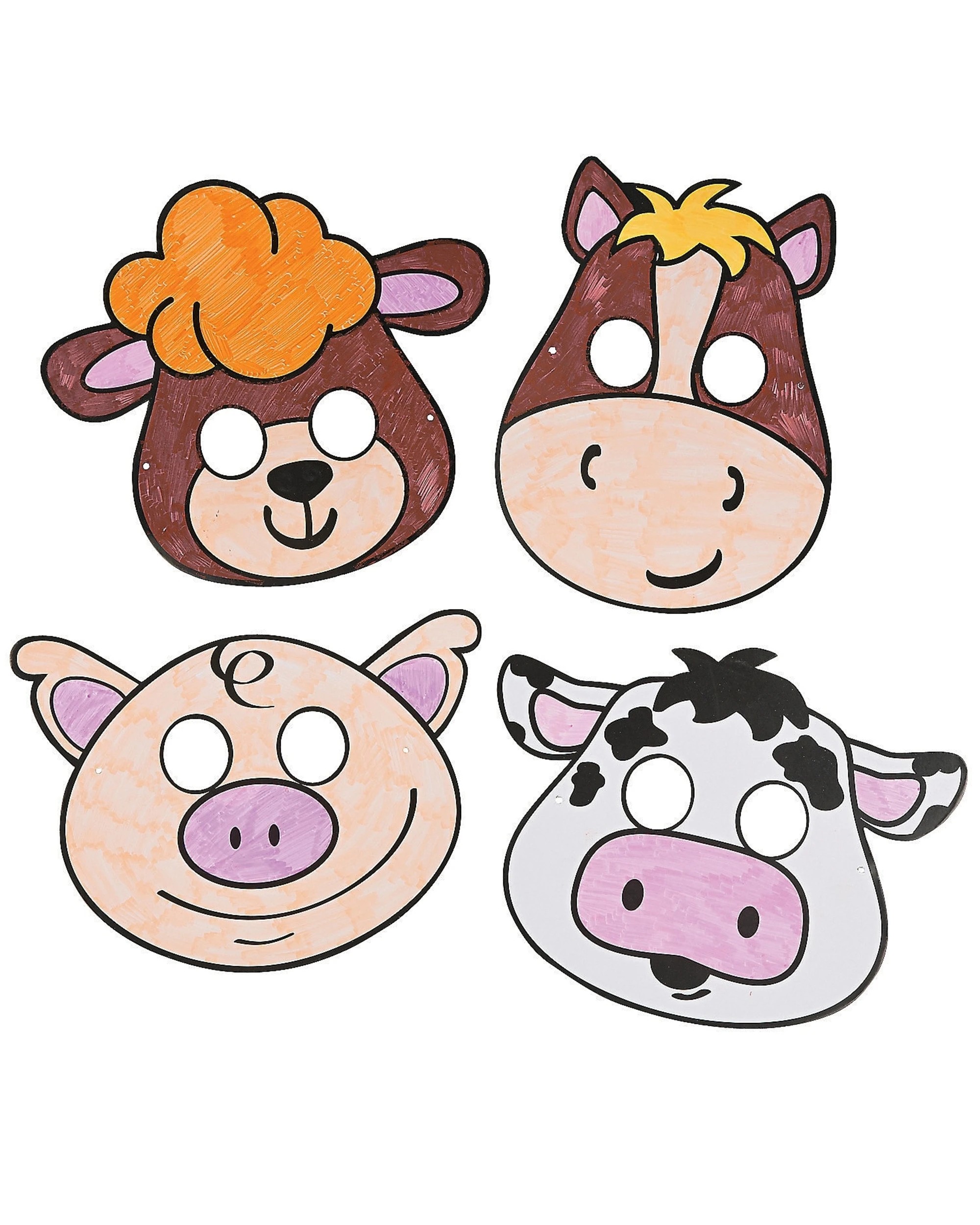 3 Partyrama Farm Animal Colour Your Own Masks Pack of 12, 3 of 4