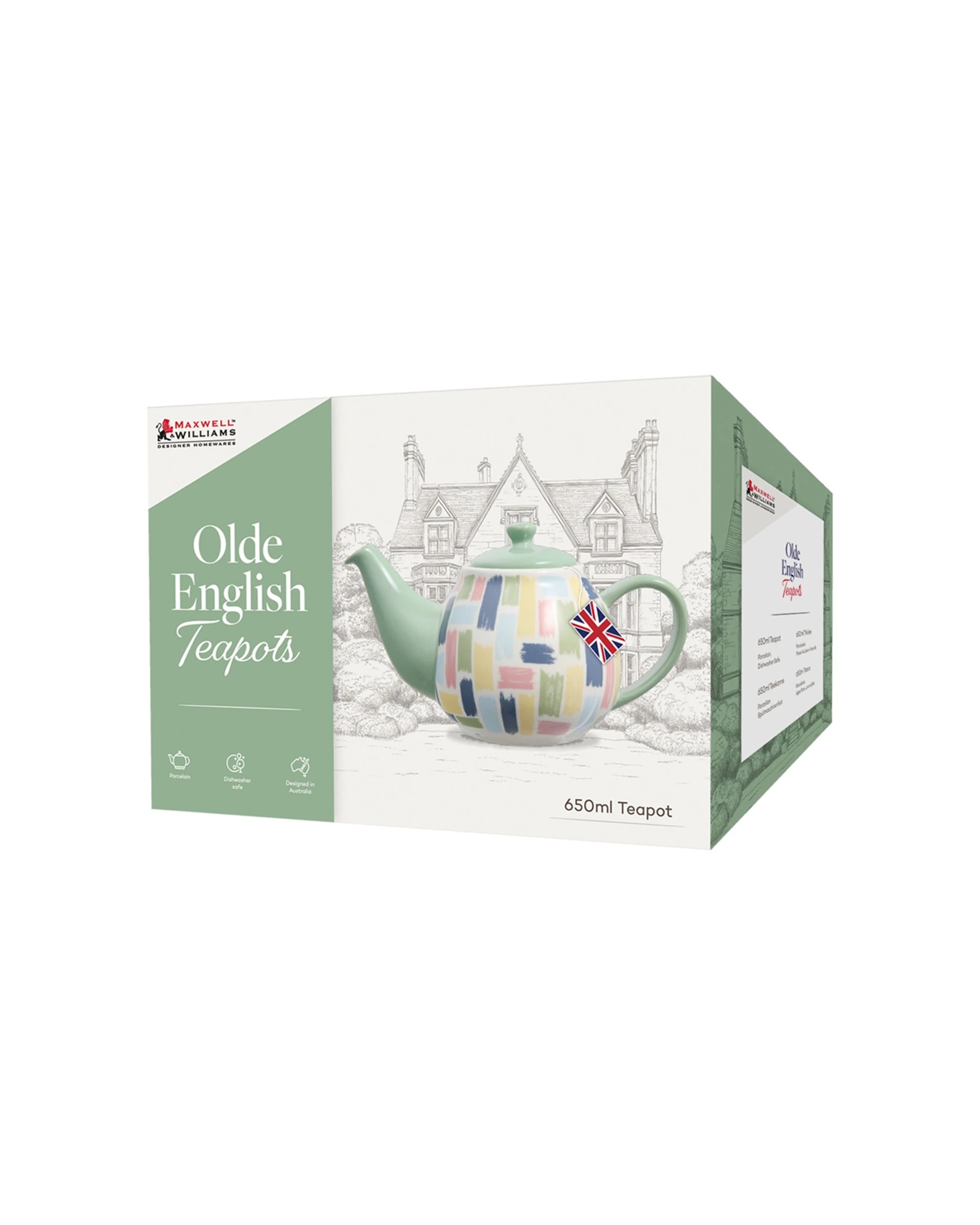 4 Maxwell & Williams Olde English Quality Porcelain Teapot 650ml Brush Stroke - Multi, 4 of 4