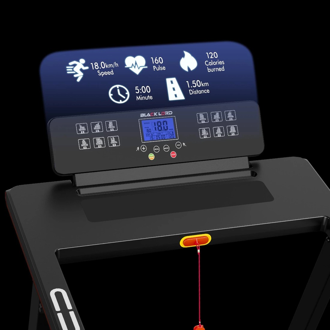 6 Black Lord Treadmill Electric Walking Pad Fully Foldable with Desktop 450mm Belt - Black, 6 of 10