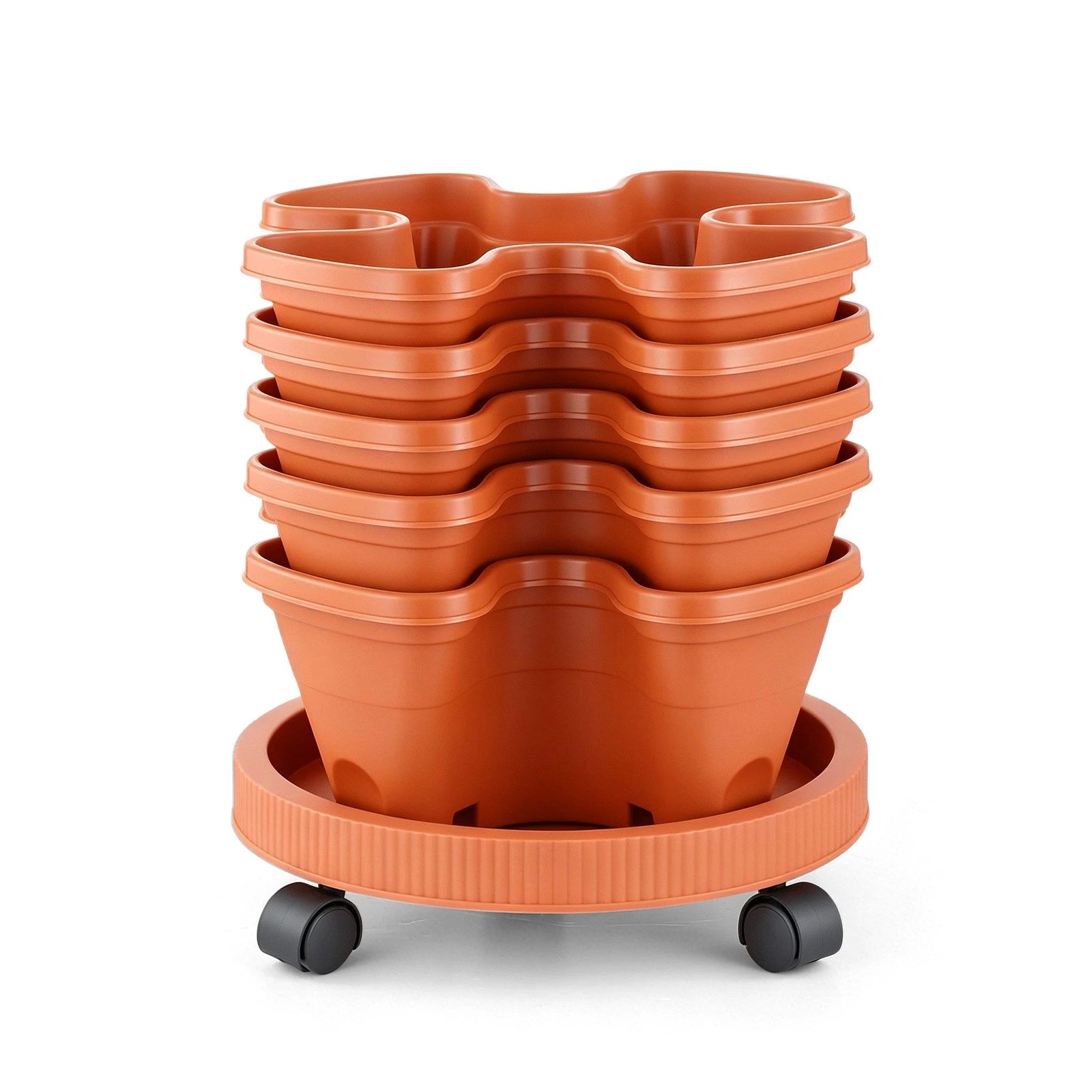 6 Ausway 5 Tier Stackable Vertical Planter Tower with Wheels for Herbs, Strawberries, Flowers and Gardening, 6 of 6