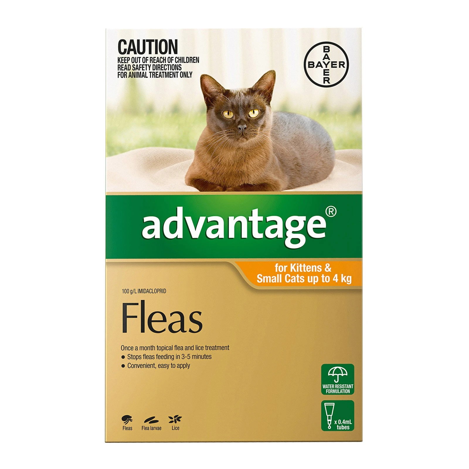 1 Advantage Flea Treatment For Cats 0-4kg Orange 6 Pack, 1 of 1