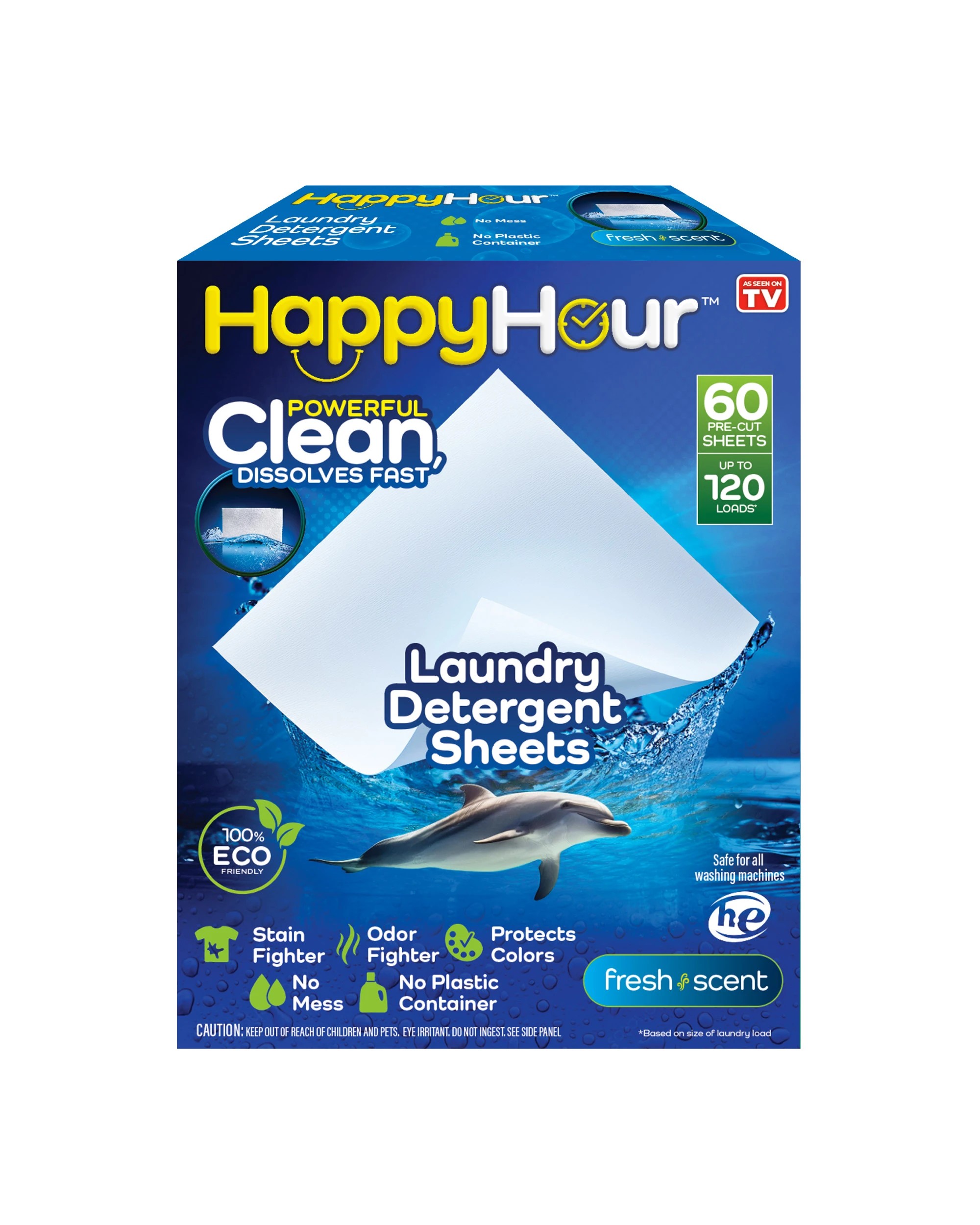 1 Global Shop Direct Happy Hour 60 Pre-Cut Laundry Sheets Powerful Non-Toxic Dissolvable, 1 of 6