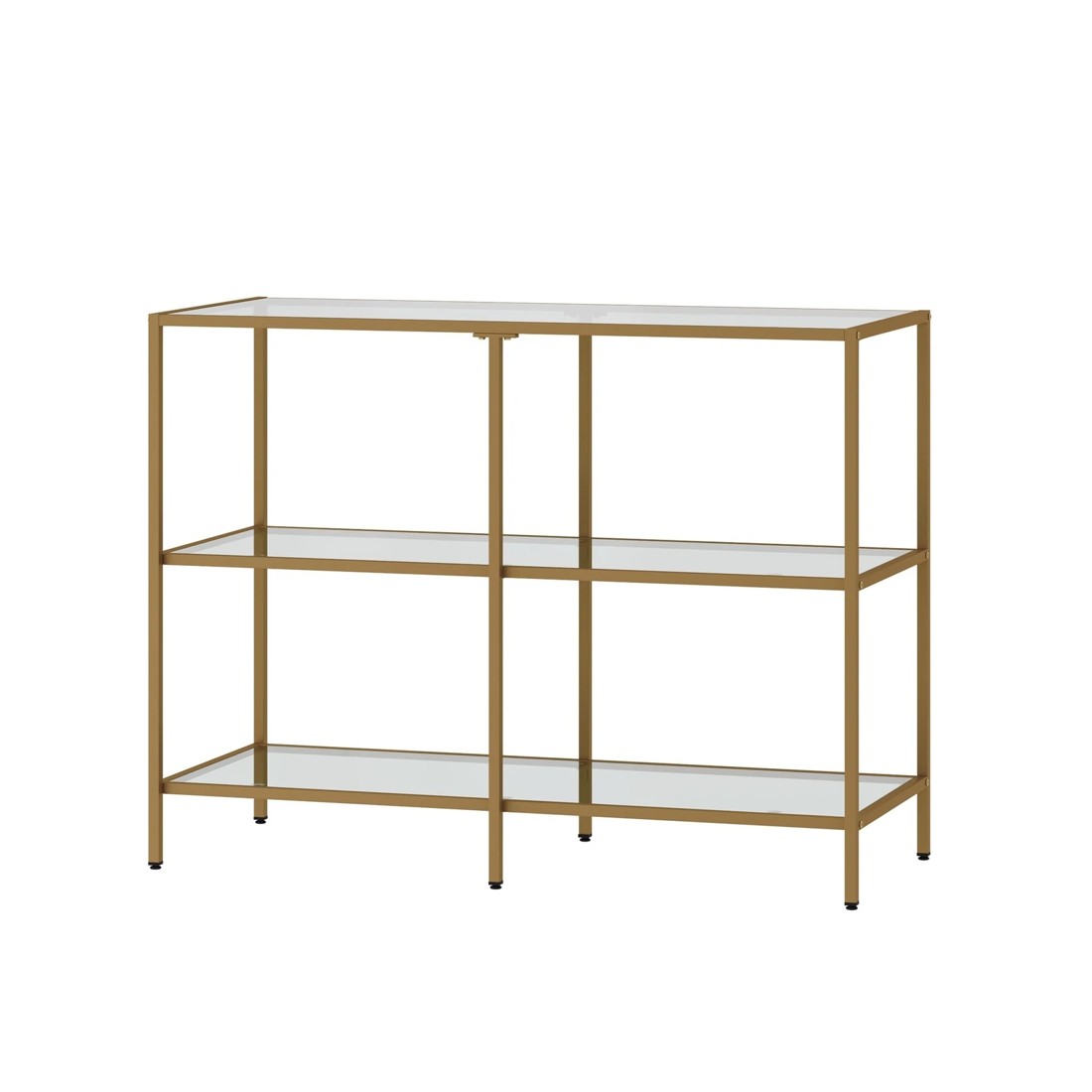 6 Oikiture Console Table Tempered Glass Sofa Table Hall Side Entry 3 Shelves
 - Gold, 6 of 10