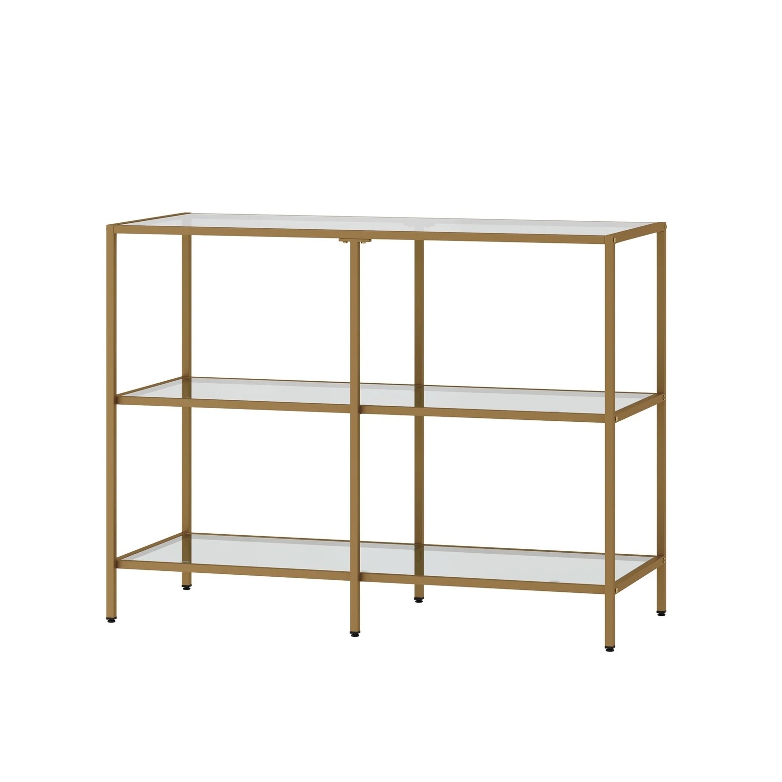 6 Oikiture Console Table Tempered Glass Sofa Table Hall Side Entry 3 Shelves
 - Gold, 6 of 10