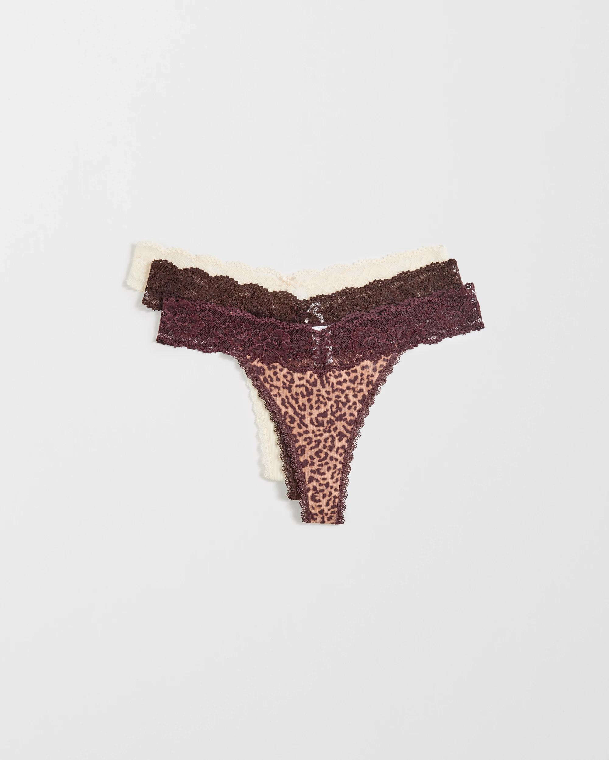 1 Target Woman Australian Cotton Blend 3 Pack G-String Briefs DARK OAK/ANIMAL PACK/GARDENIA, 1 of 3
