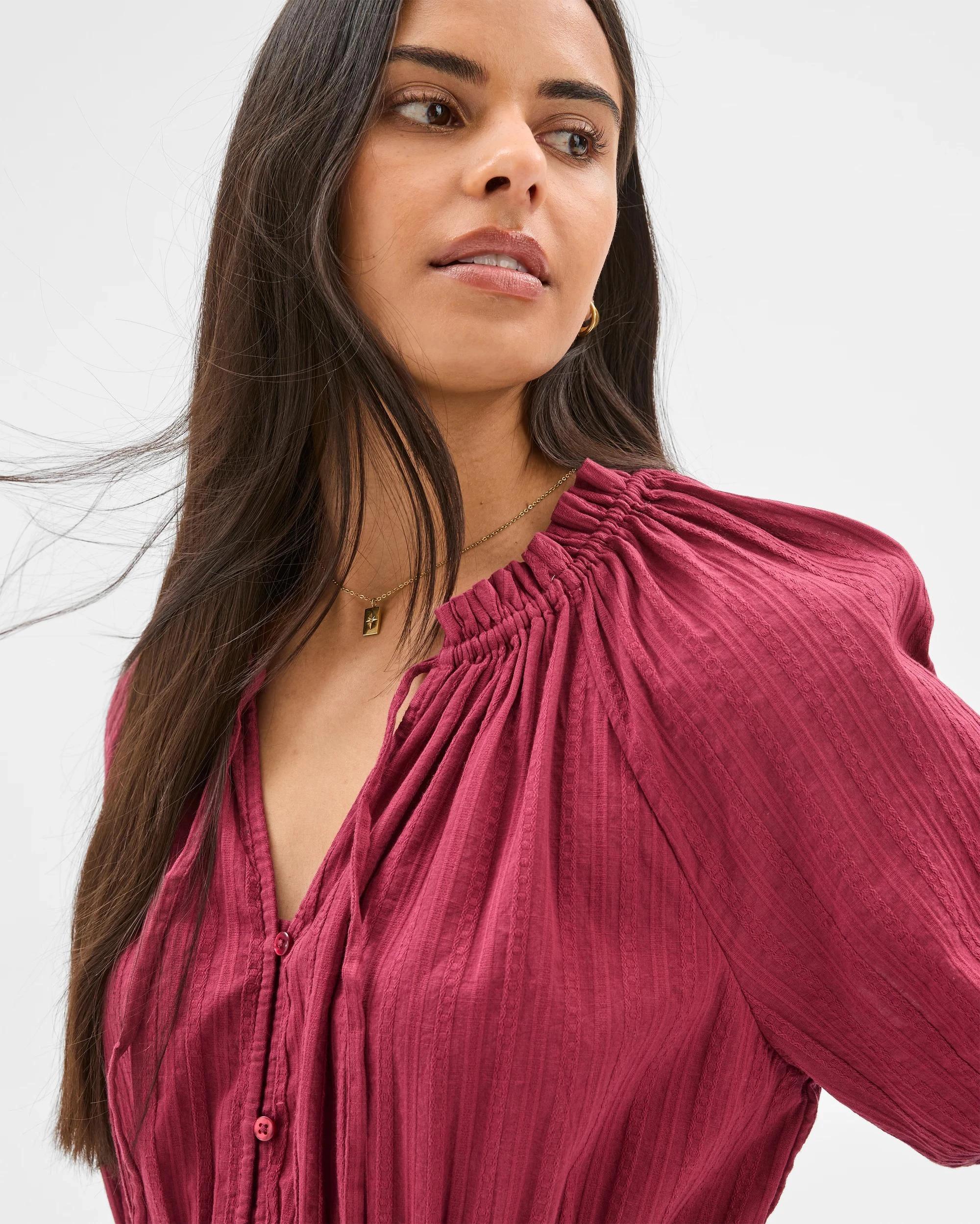 4 Target Woman Long Sleeve Dobby Detail Mini Dress MULBERRY, 4 of 6