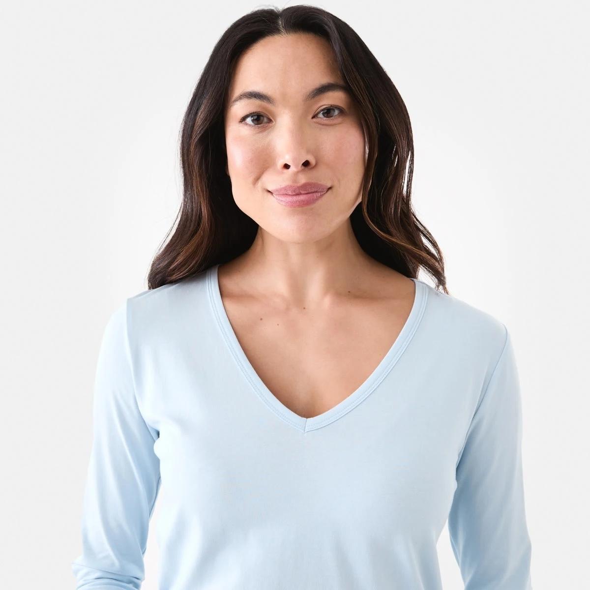 4 Long Sleeve Stretch V-Neck T-shirt Blu Skyway, 4 of 5