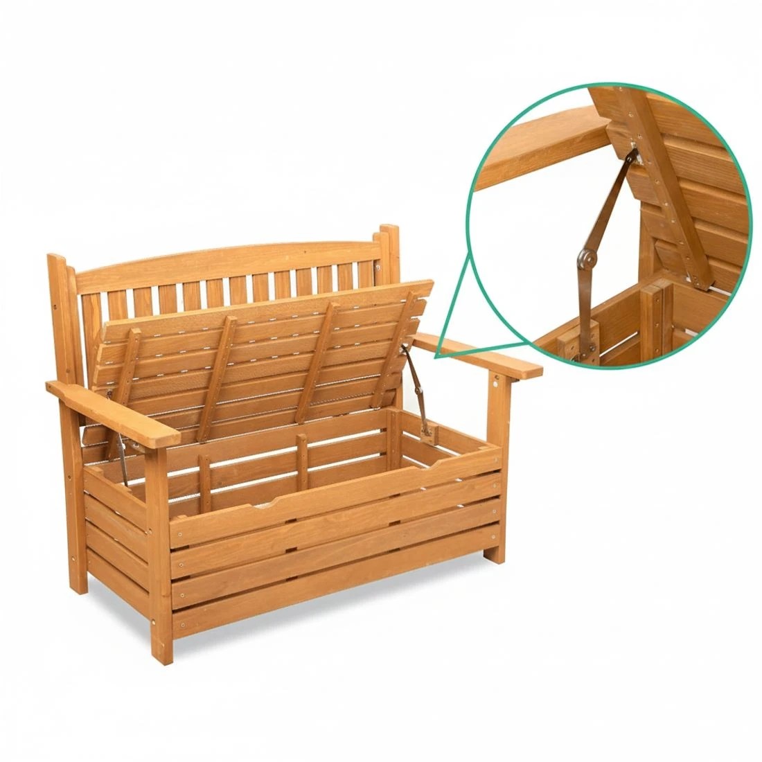 6 Gardeon Outdoor Storage Bench Box Garden Chair 2 Seat Timber Furniture - Gold, 6 of 7