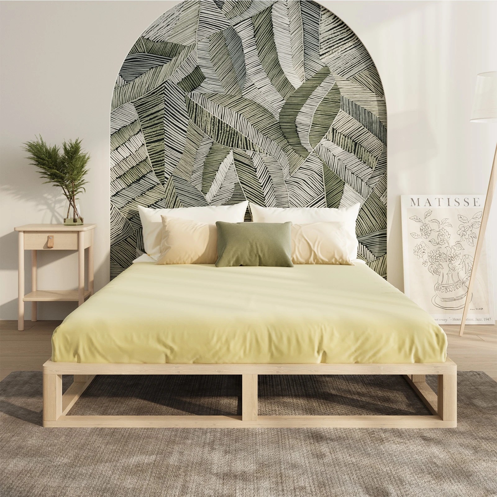 9 Oikiture Bed Frame Double Size Wooden Bed Base Platform
 - Natural, 9 of 10