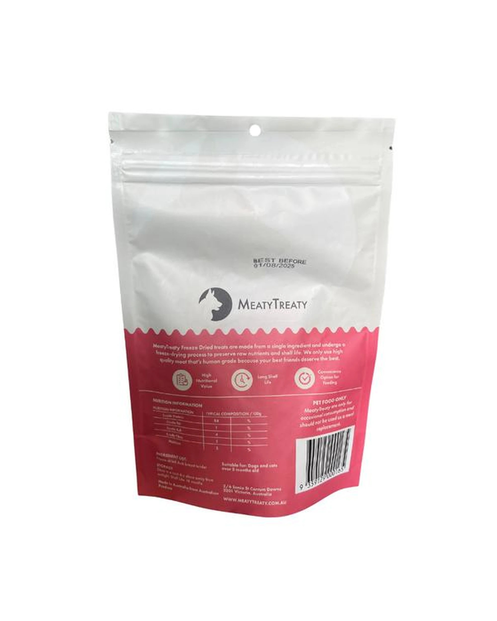 2 Meaty Treaty Premium Freeze Dried Cats & Dogs Treat Duck Breast 50g, 2 of 3