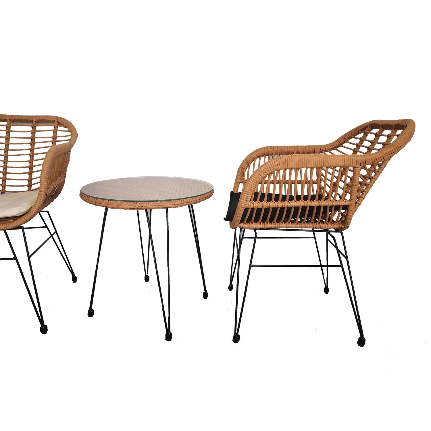 8 Elora 3pc Lounge Set Outdoor Furniture Rattan Wicker Chair Table Garden Patio Balcony, 8 of 10