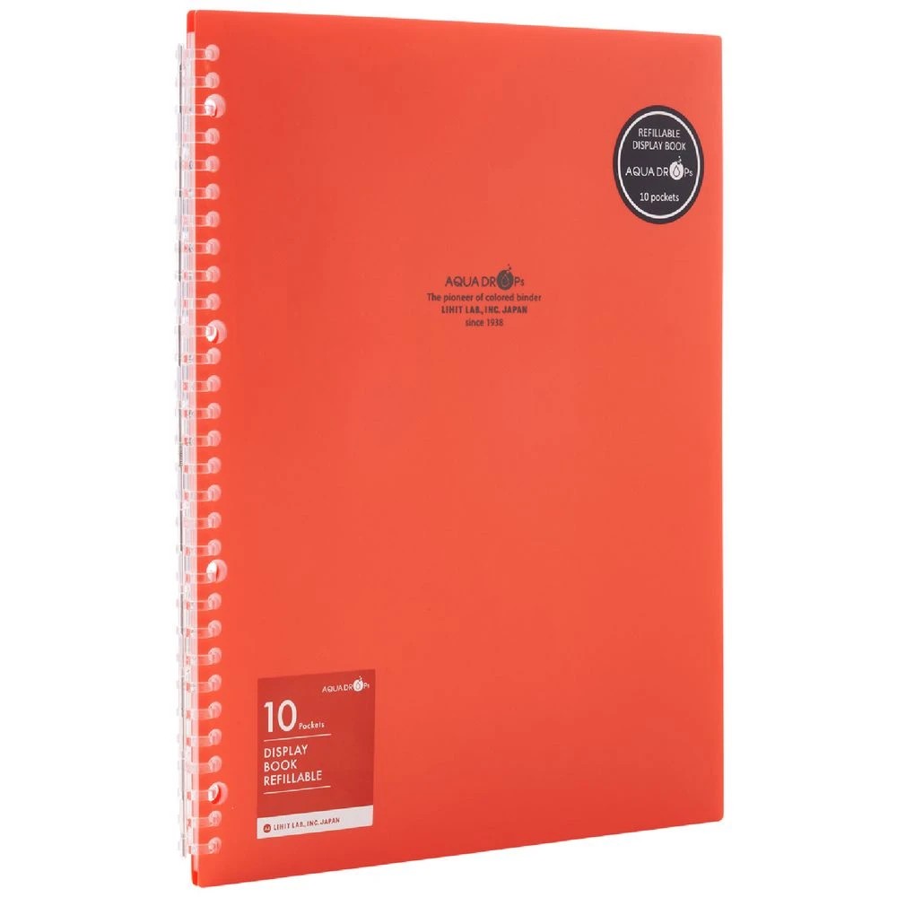 1 Aqua Drops Refillable Display Book A4 10 Pockets Vivid Red, 1 of 4