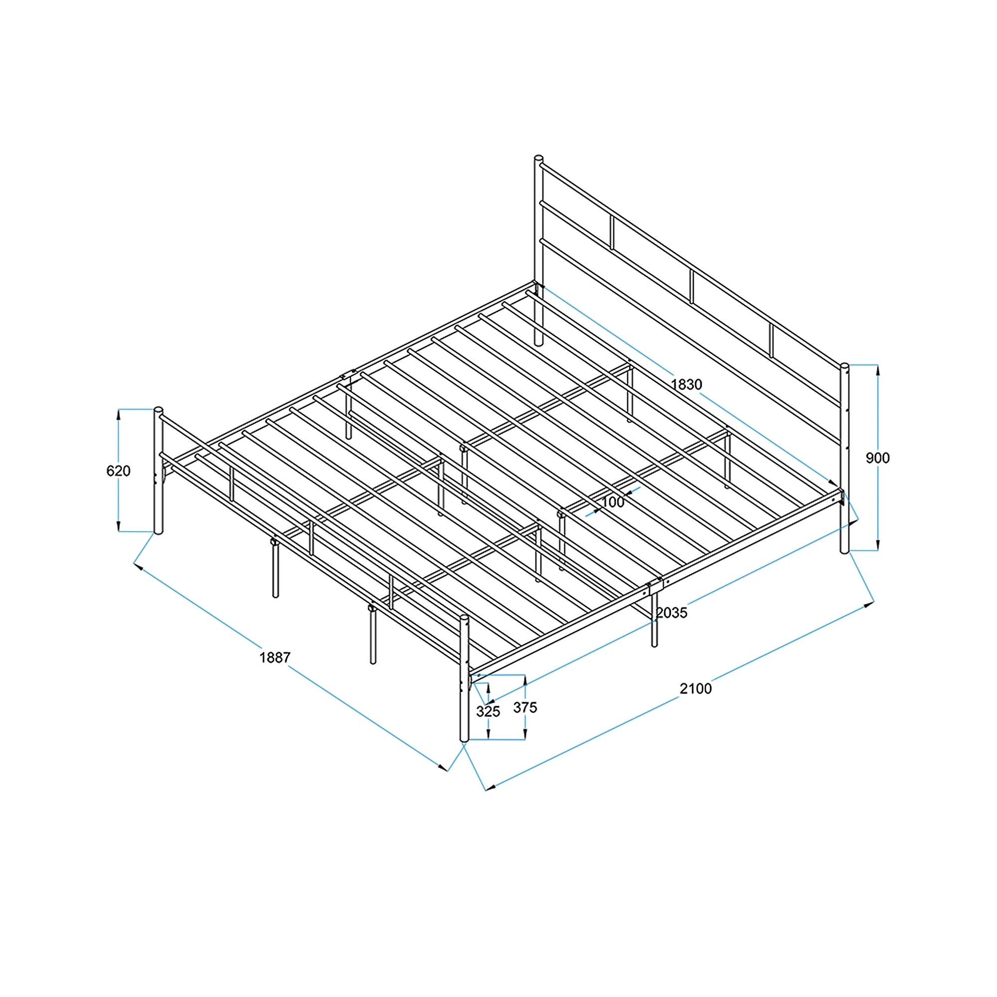 4 Foret Bed Frame Metal King Size Mattress Base Steel Bedroom Base Platform - Assorted, 4 of 9