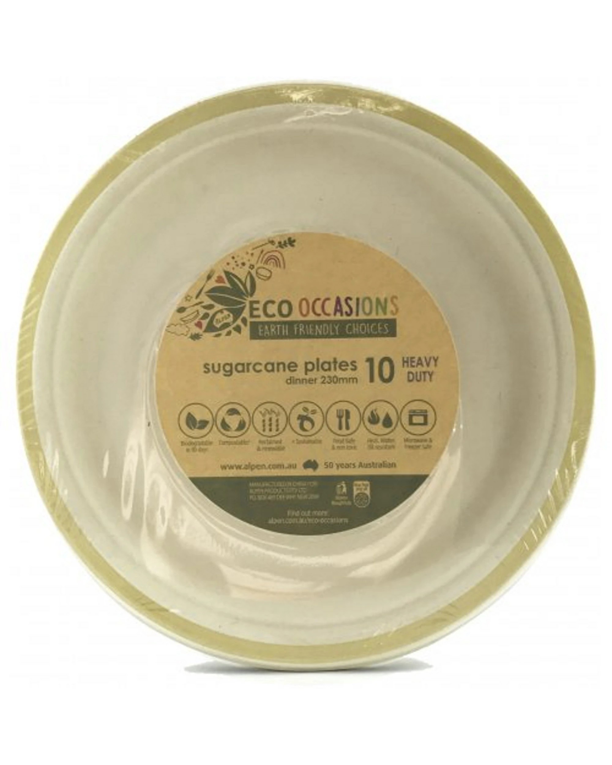 2 Alpen Gold Rim Sugar Cane Large Plates Pack of 10 - Gold, 2 of 3