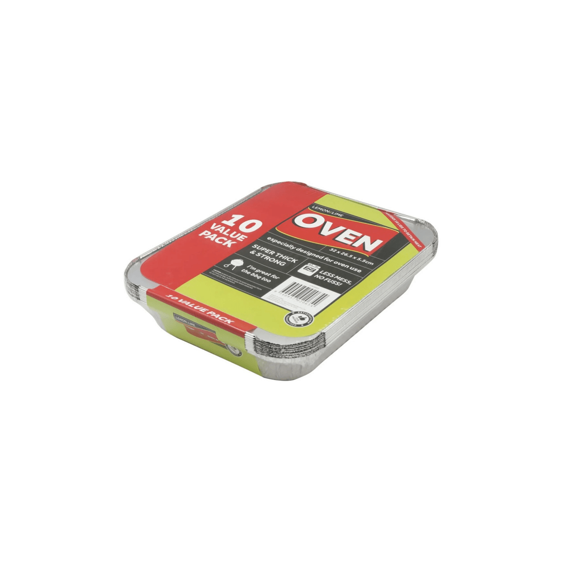 1 10pc Lemon & Lime 32cm Aluminium Bbq Foil Tray Food Containers W/ Lid Silver
 - Silver, 1 of 3